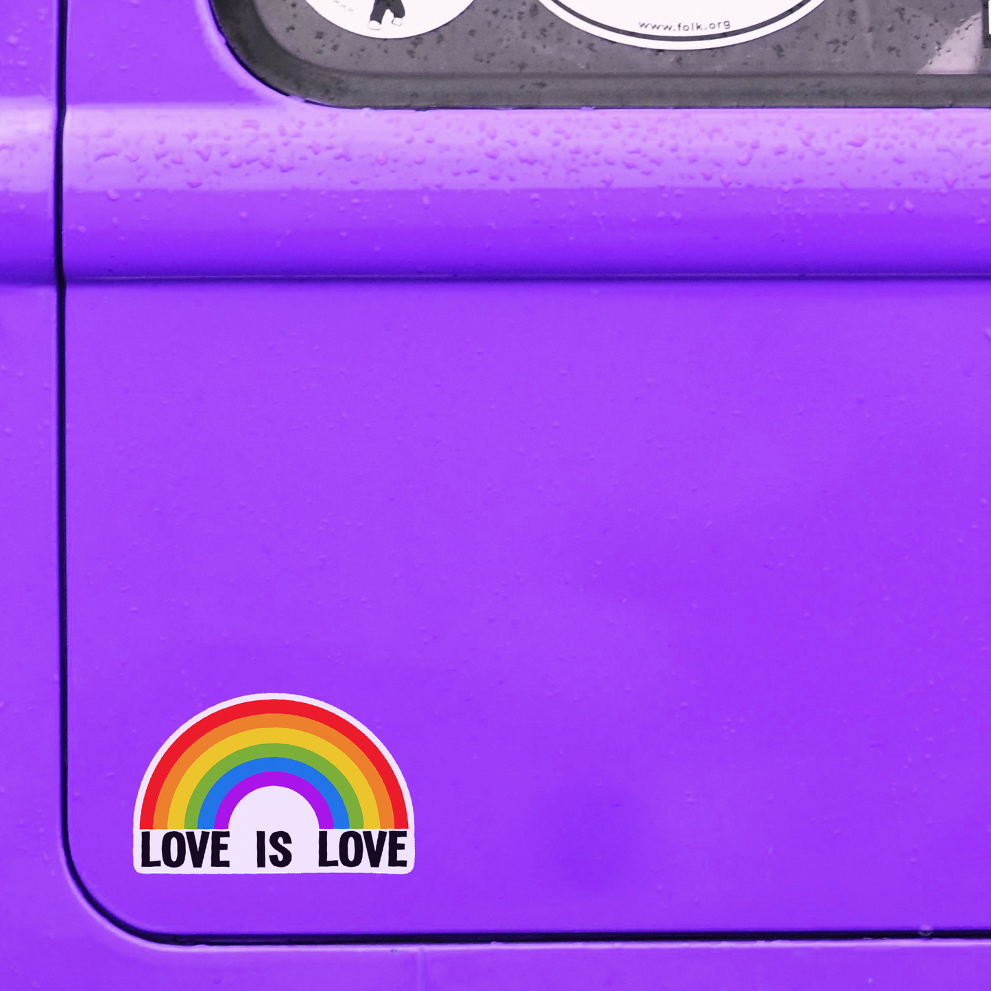 Love Is Love Rainbow Vinyl Sticker - 4" Pride Month Rainbows LGBTQIA+ Decals Waterproof Outdoor Stickers