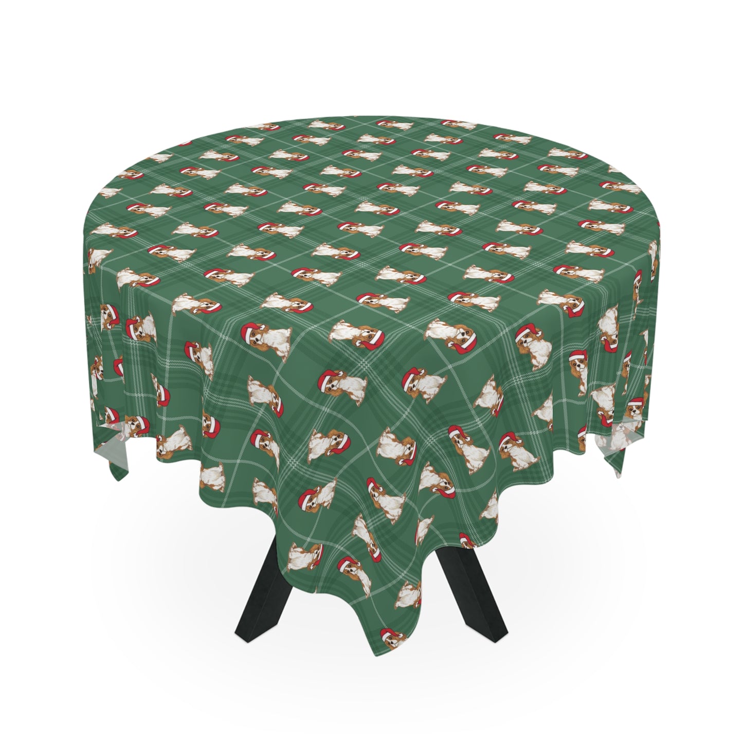 Christmas Blenheim Cavalier King Charles Spaniel Dog Tablecloth, Holiday Santa Dog Table Cloth, Festive Home Decor, Winter Party Dining