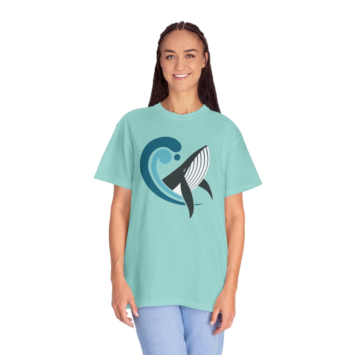 Majestic Whale T-shirt Unisex Mens Womens Garment-Dyed Tee with Sea Animal Whale rint