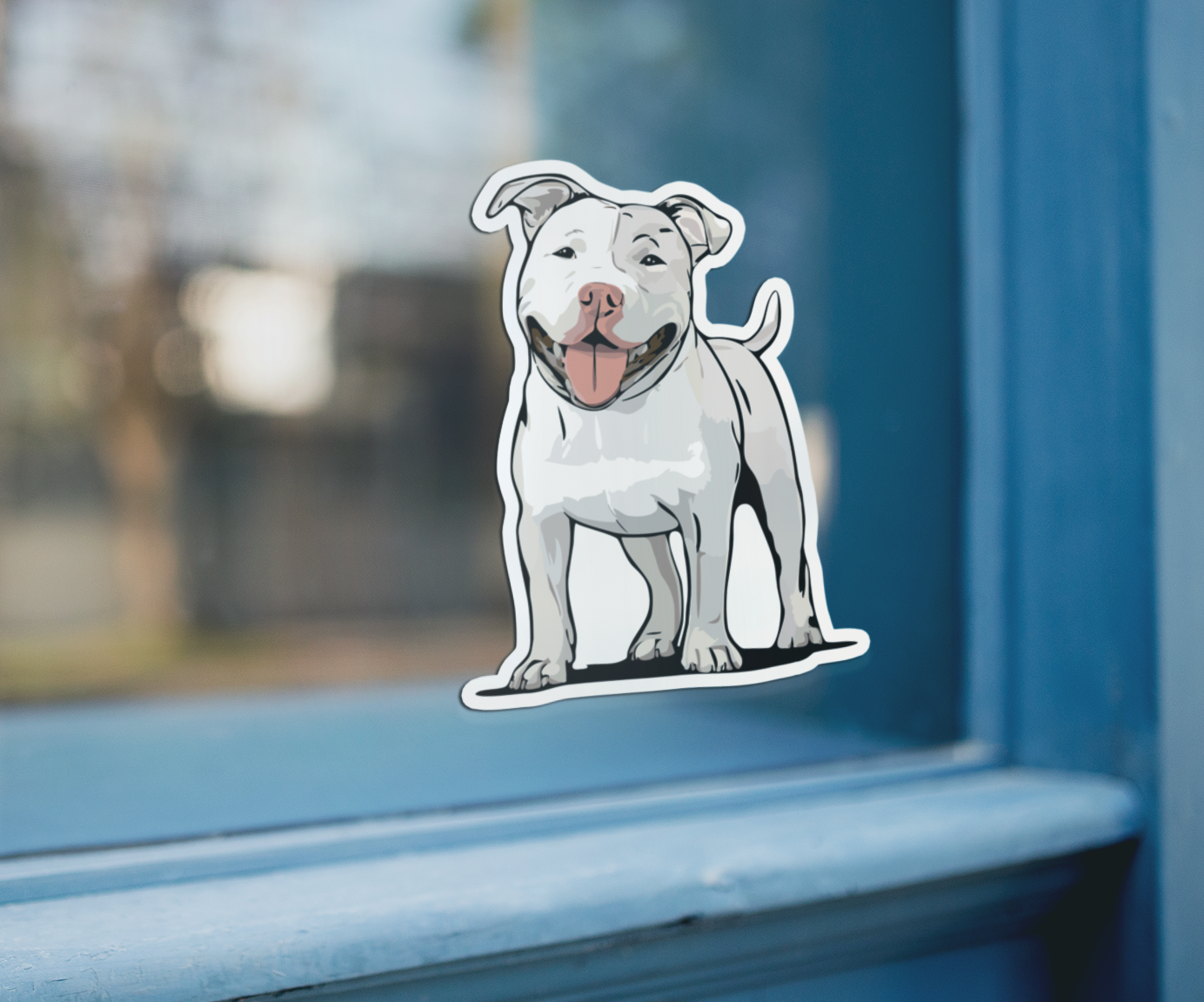 Pit Bull Terrier Dog Sticker - 3" White Pitbull Vinyl Decal Stickers Puppy Dogs Design Waterproof Cute Pittie Pup Pet Decals