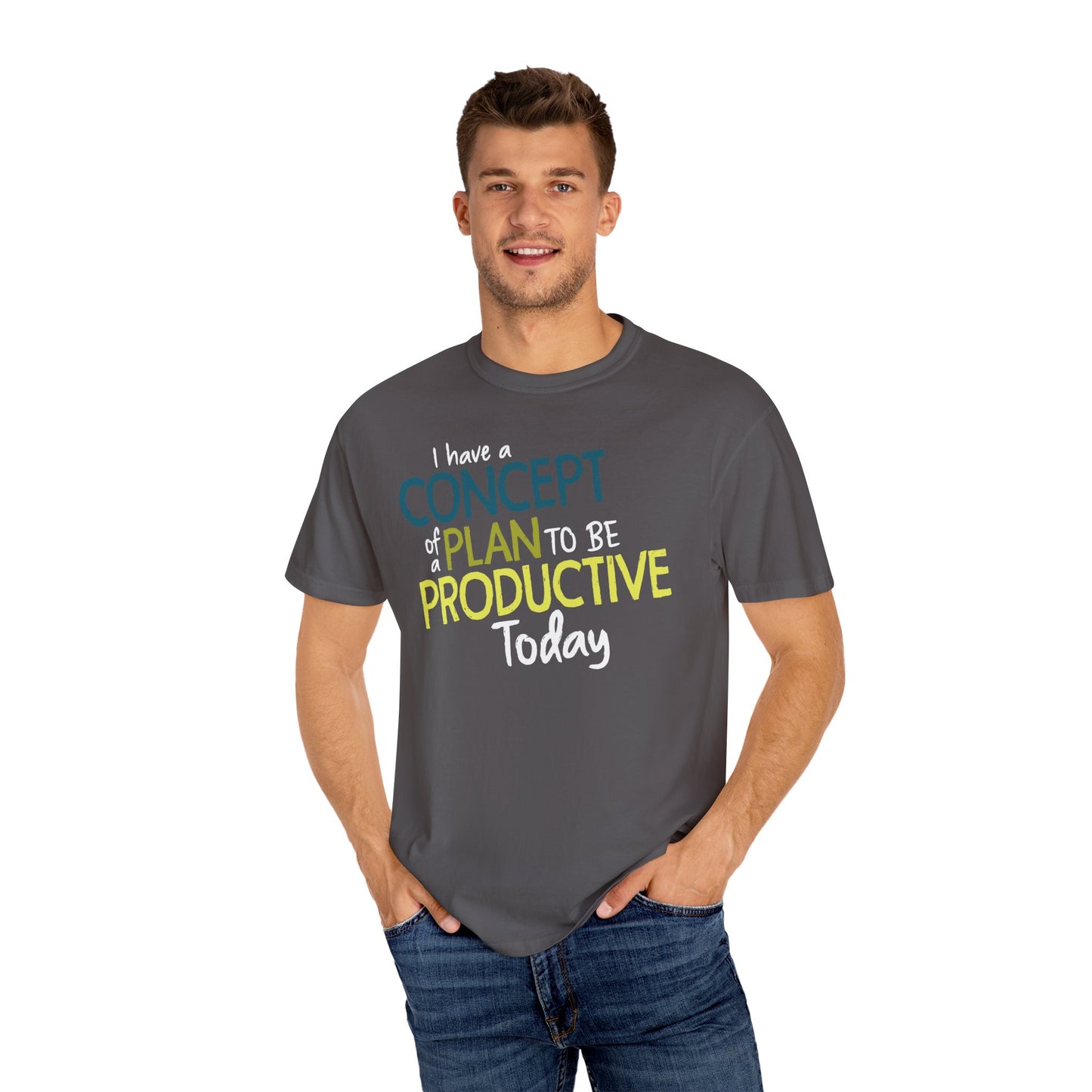 I Have A Concept Of A Plan To Be Productive Today Cotton T-Shirt, Unisex Mens Womens Short Sleeve Funny Tee