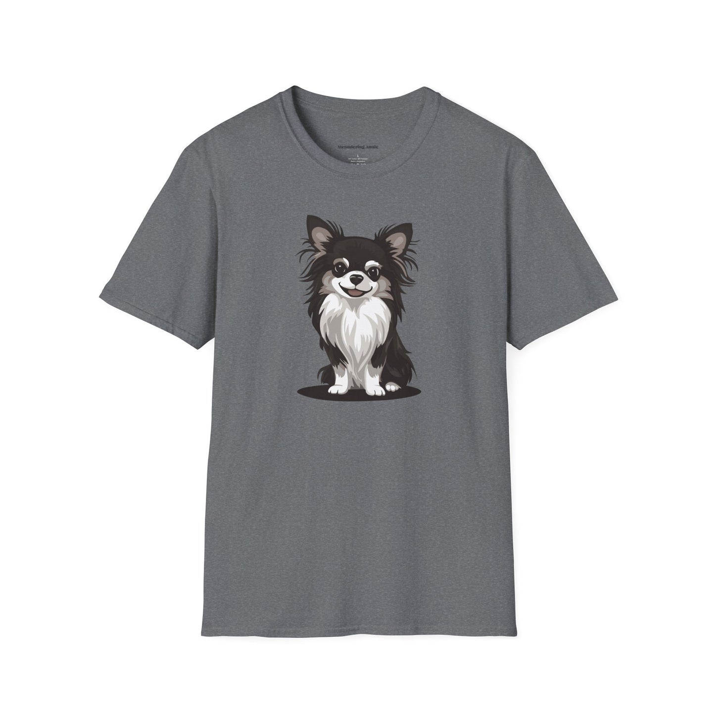Black Long Haired Chihuahua Dog Soft T-Shirt - Mens Womens Unisex Cotton Long Coat Chihuahuas Dogs Pet Short Sleeve Tee