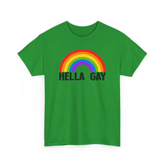 Hella Gay Rainbow Pride T-shirt Unisex Heavy Cotton Tee LGBTQIA+ Mens Womens Cotton Tee