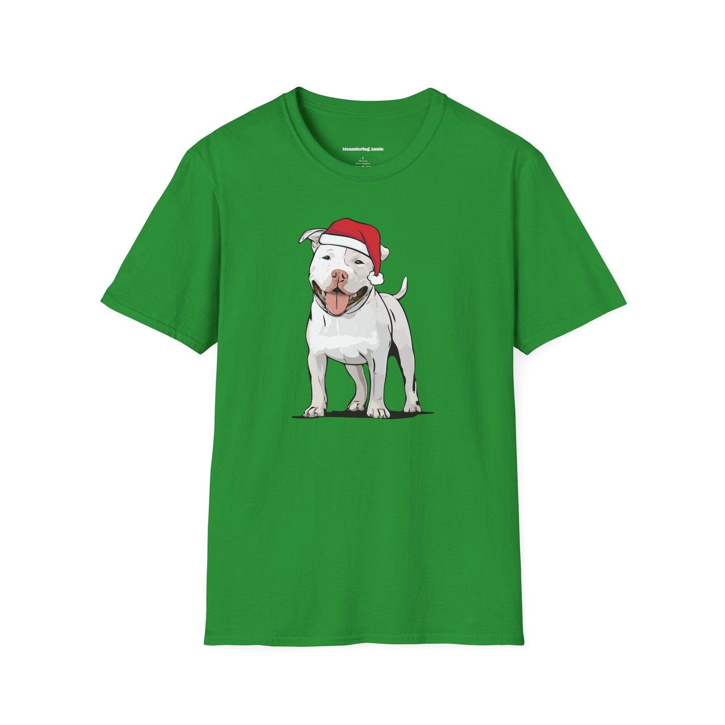Santa Pitbull Dog Christmas T-Shirt, Holiday Pit Bull Terrier Dogs Pet Lover Gift, Xmas Puppy Shirt, Mens Womens Unisex Seasonal Tee