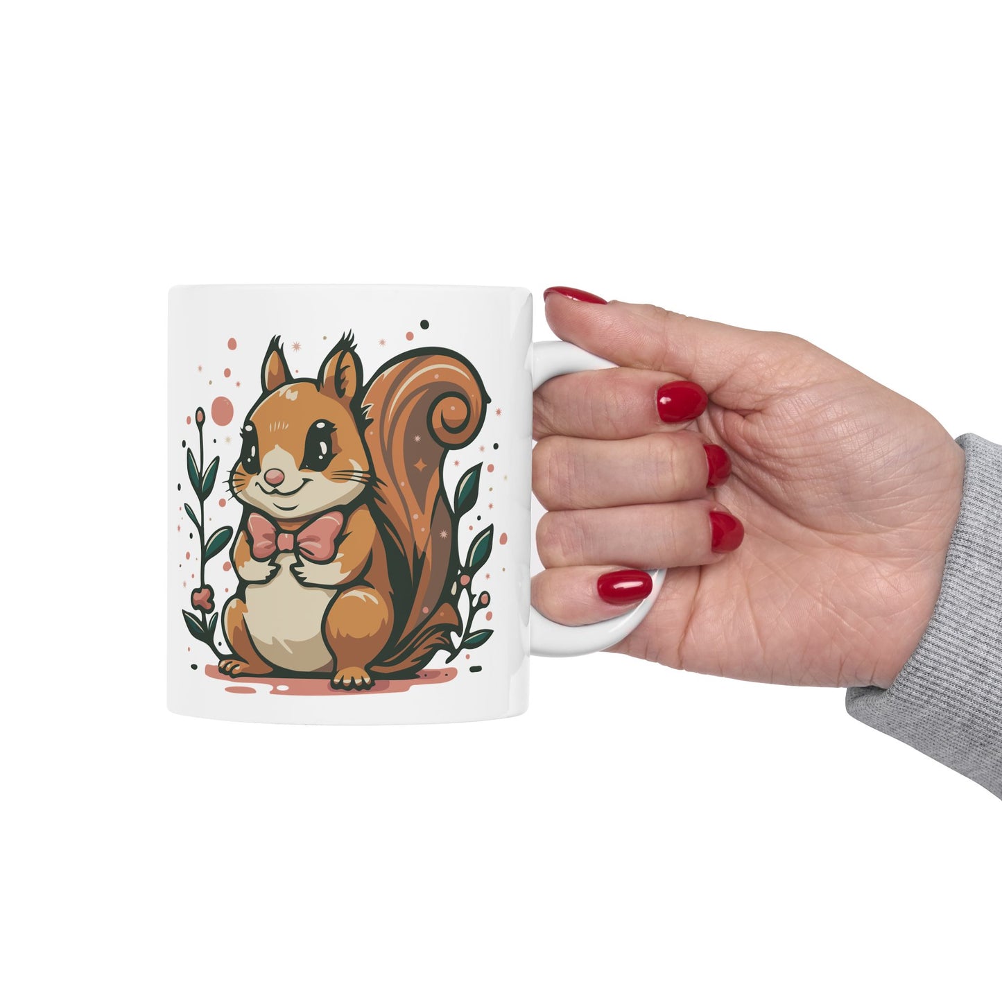 Woodland Squirrel Ceramic Coffee Tea Mug 11oz with Cute Squirrel Print