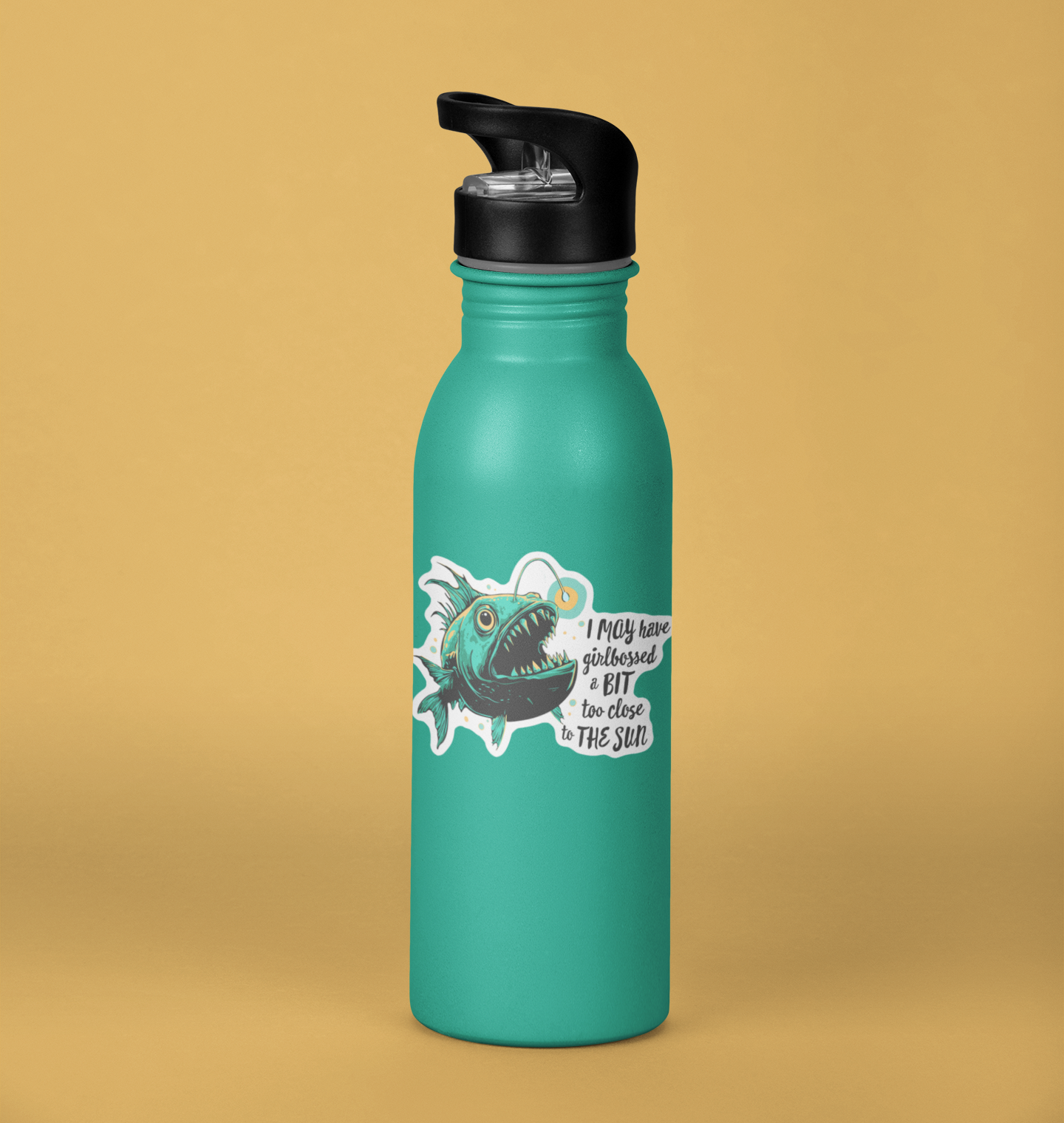 3.5" Anglerfish Girlbossed Too Close To The Sun Sticker - Deep Sea Angler Fish Decal Stickers