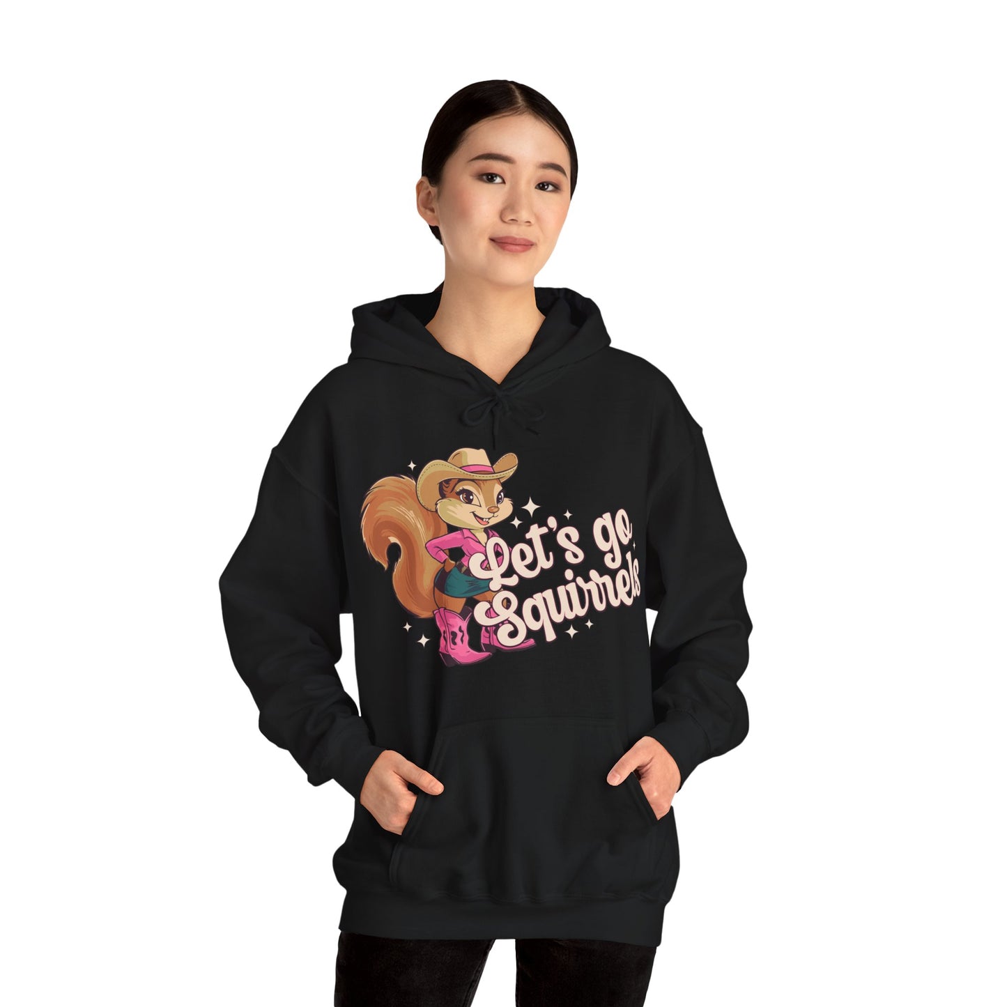 Let's Go Squirrels Pullover Hoodie Hooded Sweatshirt with Fun Squirrel Print