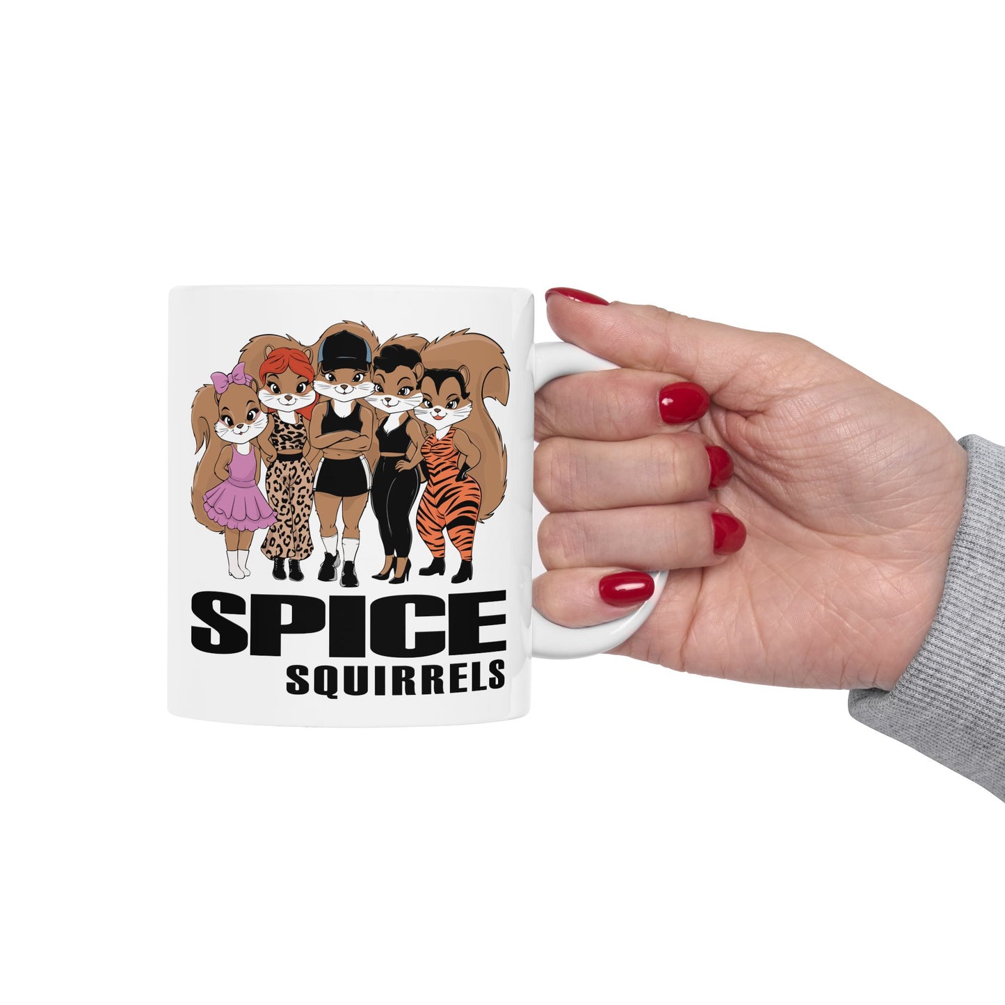 Spice Squirrels 11oz Ceramic Coffee Tea Mug with 90's Pop Music Parody with Squirrels - Gifts Ideas, 11 Ounce Coffee Cups & Mugs