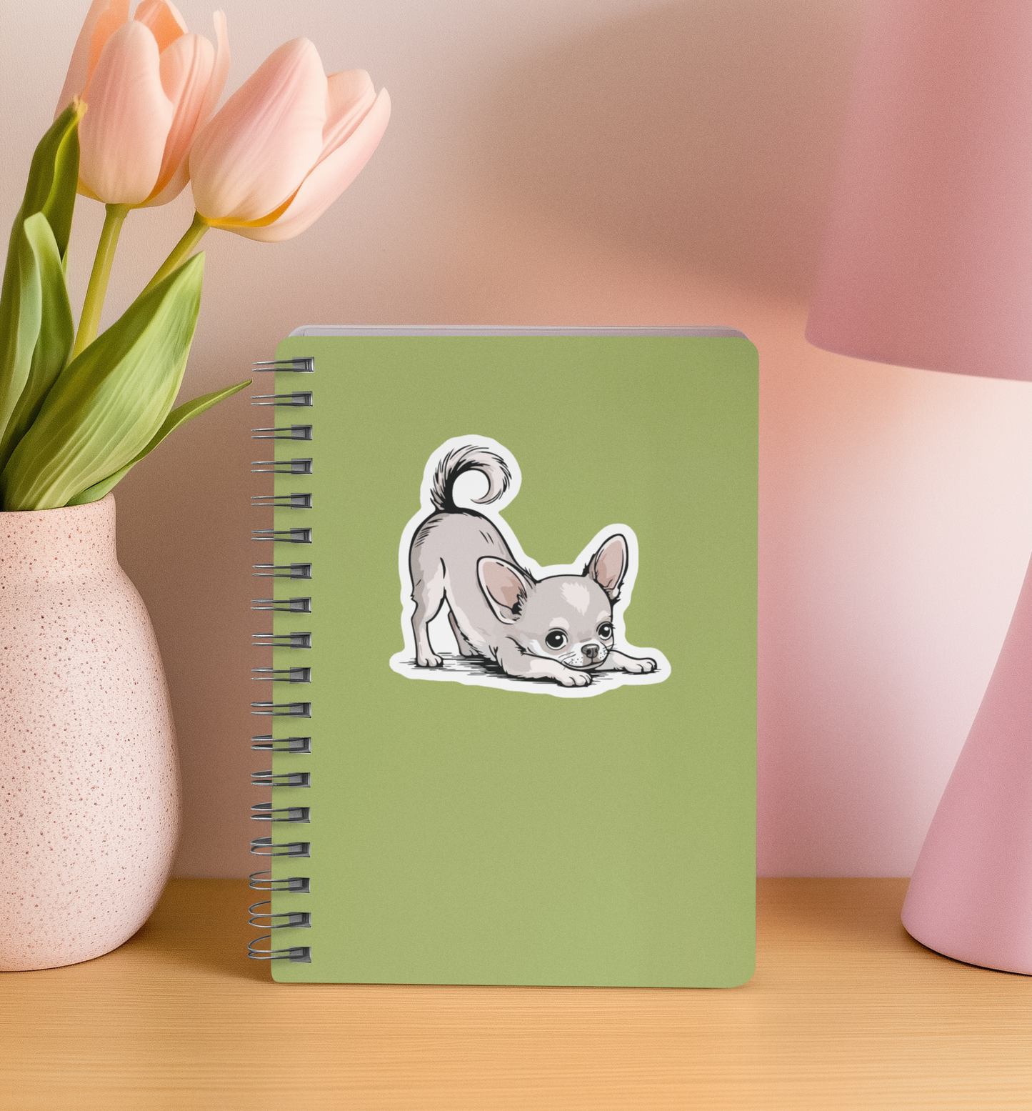 3" Playful Chihuahua Puppy Sticker - Downward Dog Stretching Chihuahuas Waterproof Vinyl Decal Stickers