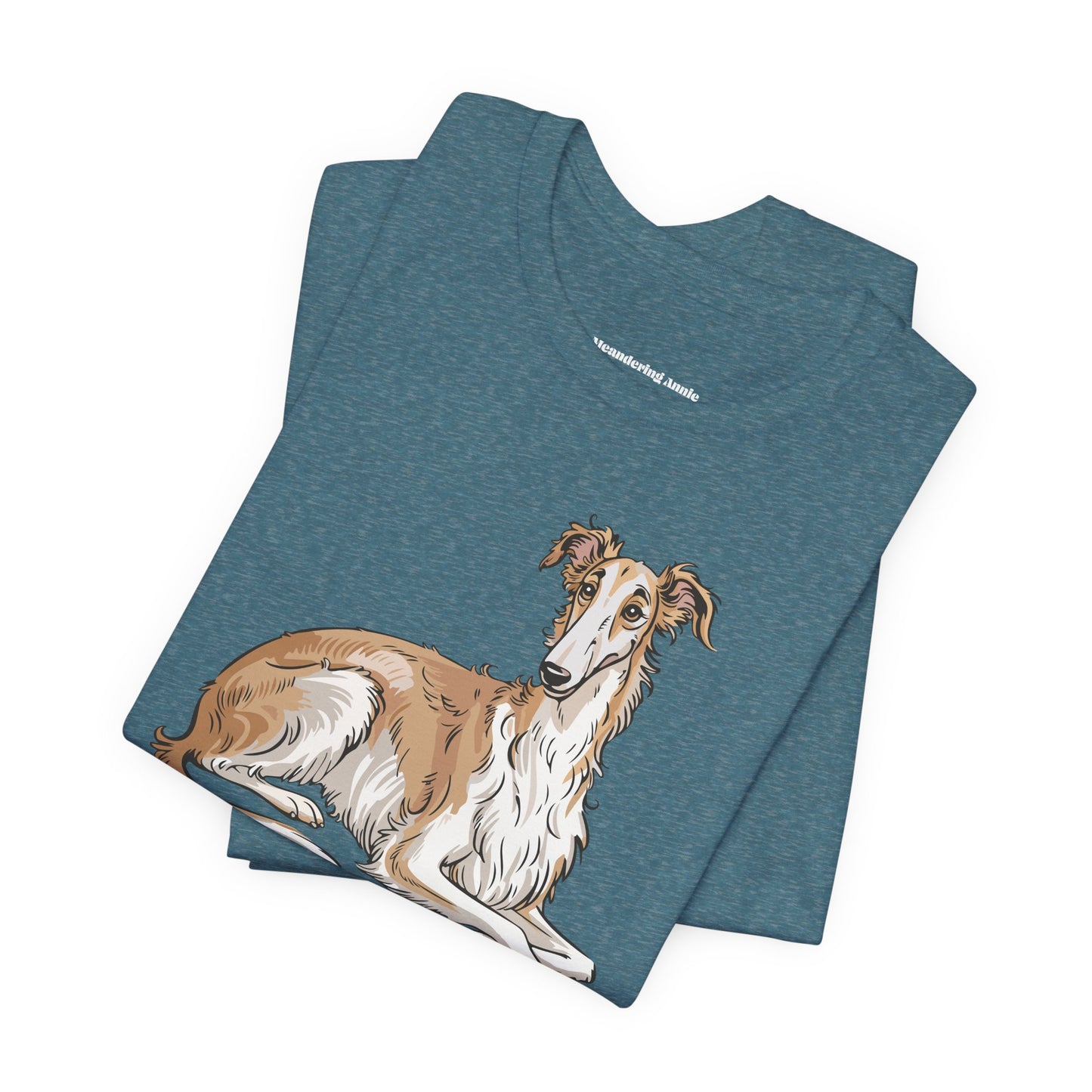 Borzoi Dog Tee | Russuan Hunting Sighthound Dogs Illustration T-Shirt, Cotton Pet Owner Apparel Unisex Shirts
