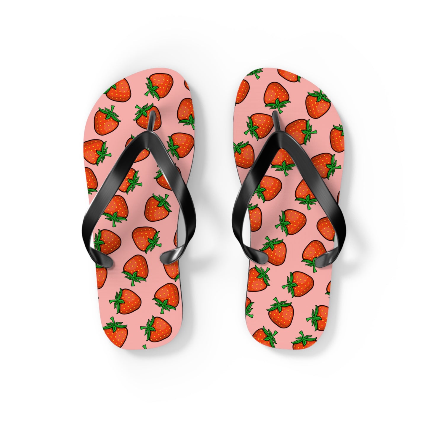 Strawberry Pattern Flip Flops | Pink Strawberries Fruit Summer Beach Sandals, Women's Beach Pool Footwear