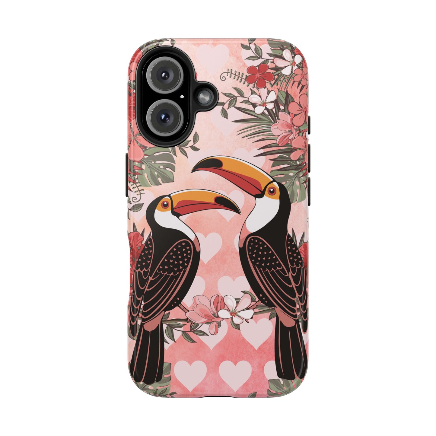 Toucan Tropical Love Birds Phone Case | Tropic Toucans Floral Hearts Art Cell Phone Cases