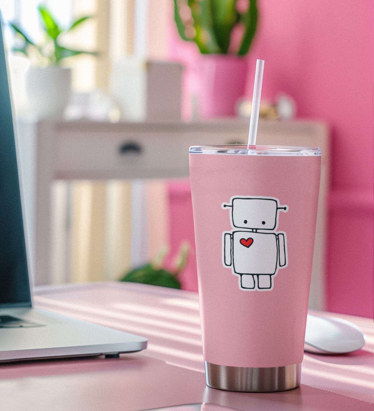 Cute Robot Heart Sticker - 3" Waterproof, Fade-Resistant Decal Stickers Robots Love