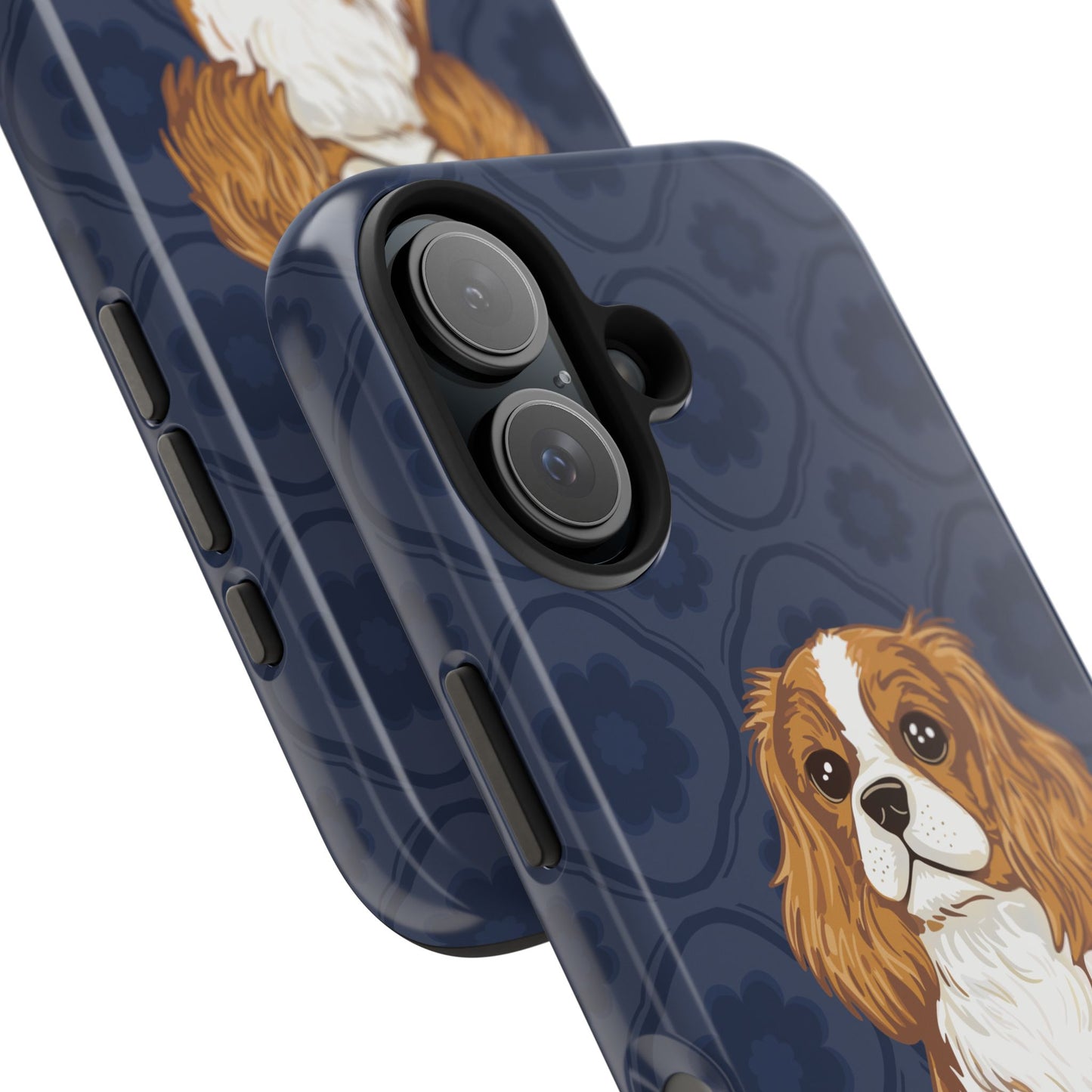 Cavalier King Charles Spaniel Dog Phone Case, Tough Phone Cases Pet Dogs Blue Pattern