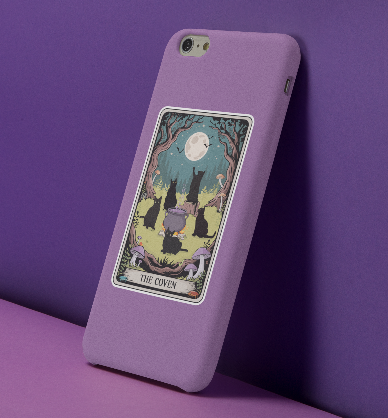 The Coven Witchy Black Cats Tarot Card Sticker - 3.5" Halloween Vinyl Decal Stickers Goth Cat Tarot Cards Design Waterproof Decals