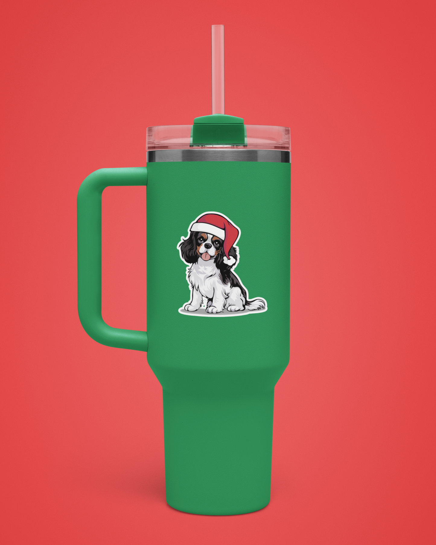 3" Christmas Cavalier Kings Charles Spaniel Dog Sticker - Santa Dogs Holiday Decal Stickers