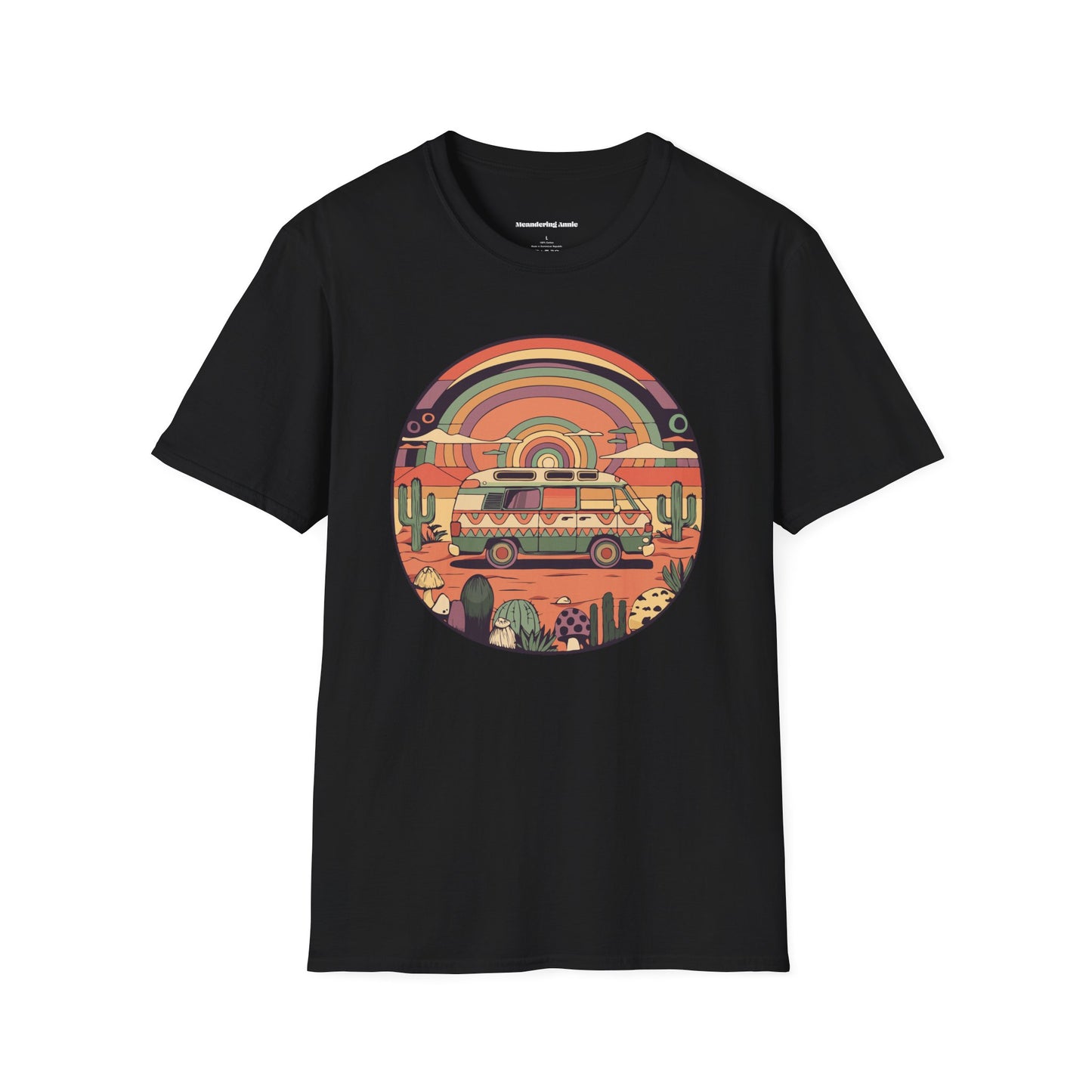 Roadtrippin' In The Desert Soft Style T-shirt - Trippy Vanlife Nomad Travel Unisex Soft Tee