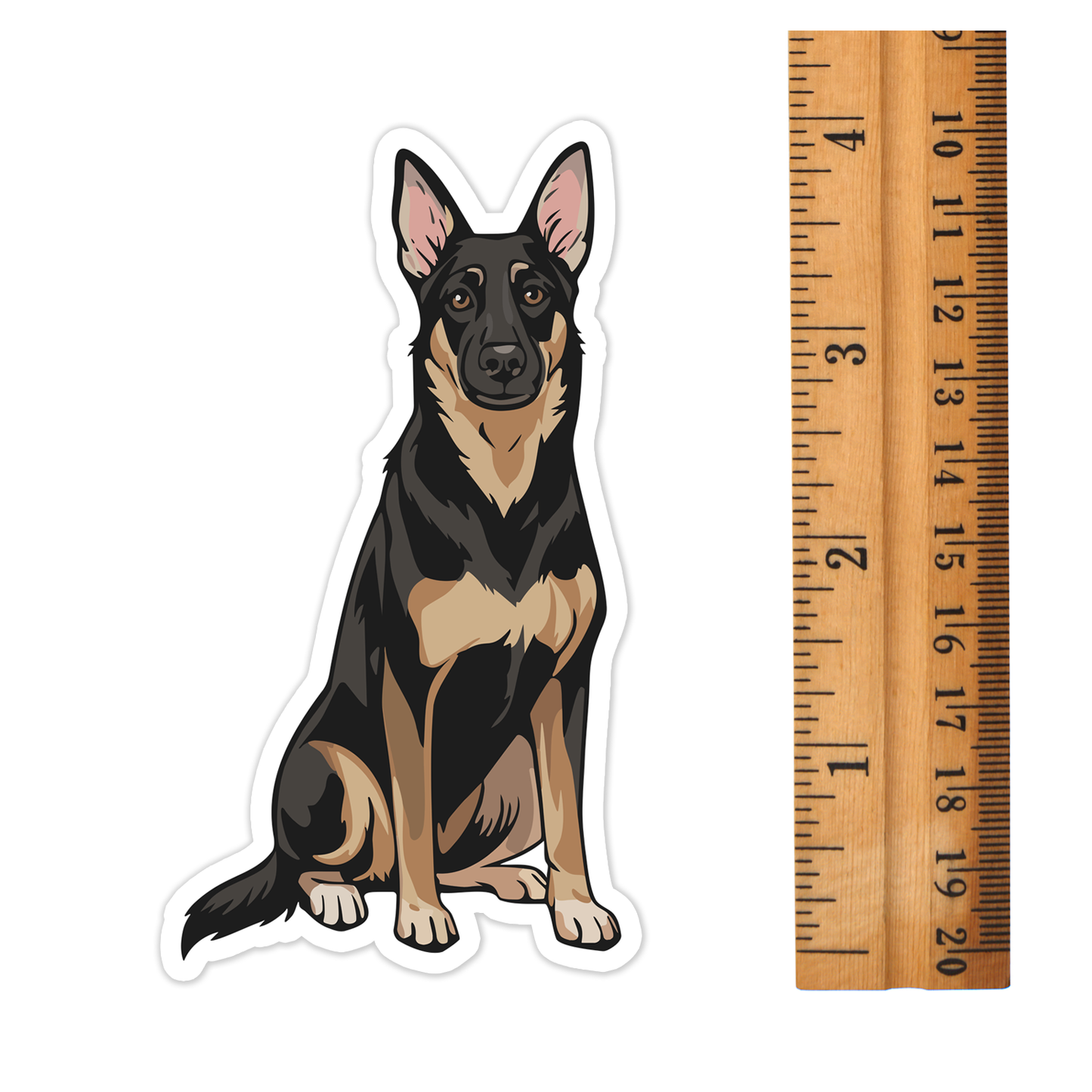4" German Shepherd Dog Sticker - Vinyl Decal Stickers Black Brown Puppy Dogs Design Waterproof Cute Pup Pet Decals