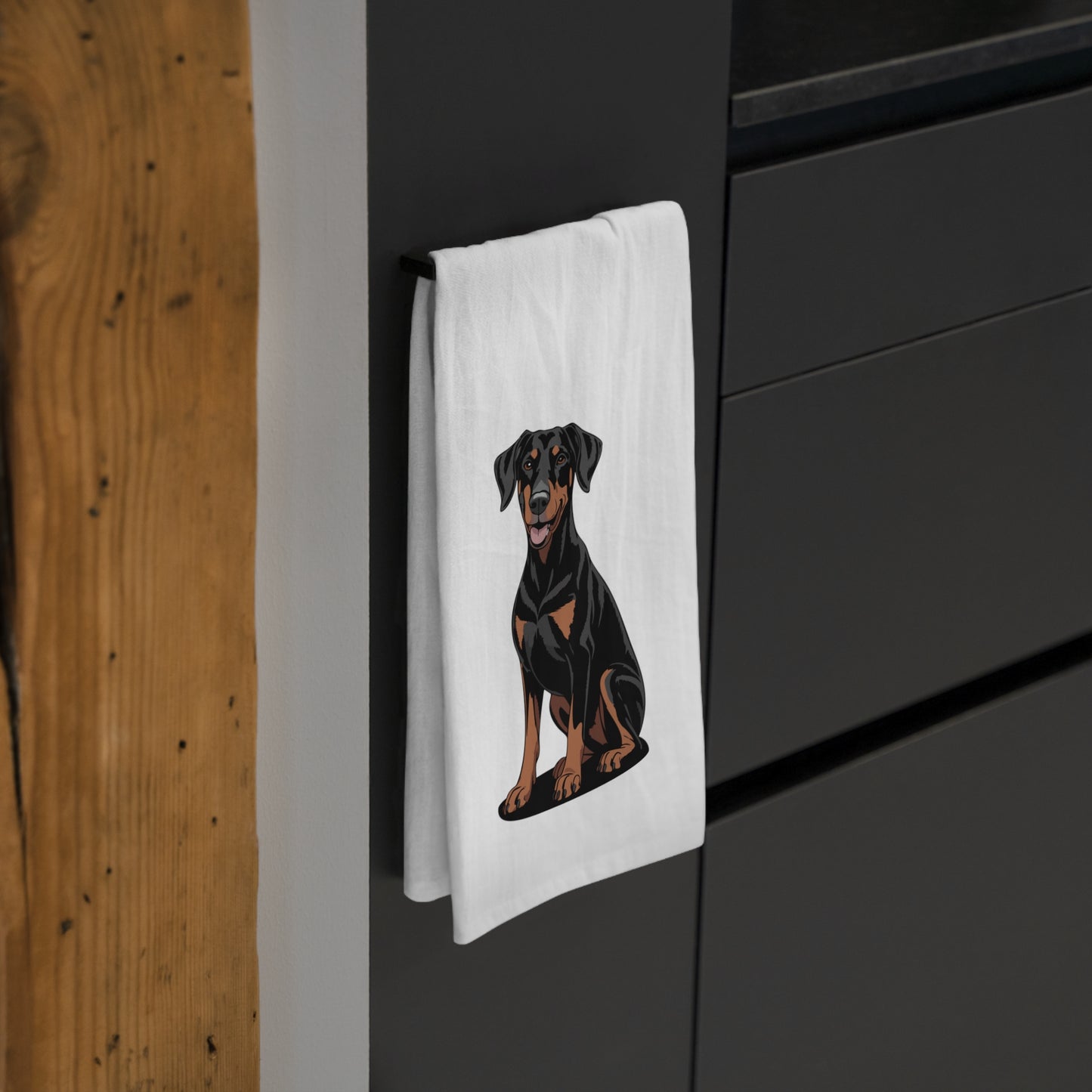 Doberman Pinscher Dog Kitchen Tea Towel, Pet Dobermans Owner Gift, Hand Dish Towels Home Decor