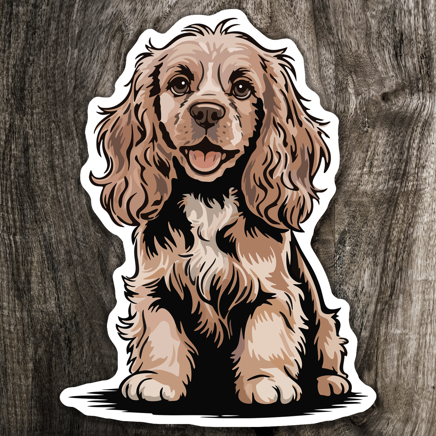 3" Cocker Spaniel Dog Sticker, Tan Light Brown Spaniels Dogs Pet Owner Vinyl Decal Stickers Outdoor Waterproof Decals