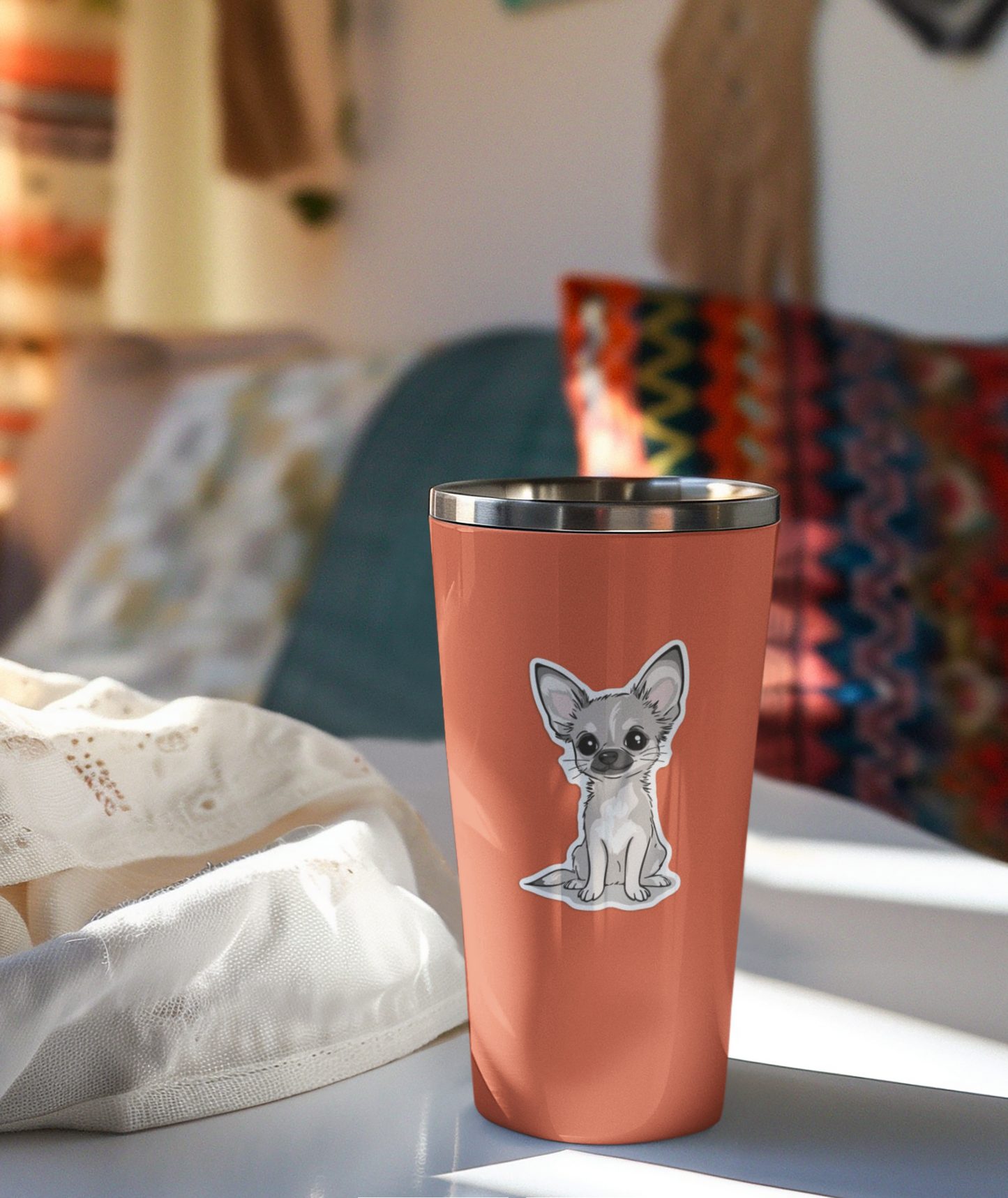3" White Chihuahua Puppy Dog Sticker - Waterproof, Fade-Resistant Vinyl Decal Stickers Short Coat Chihuahuas Dogs