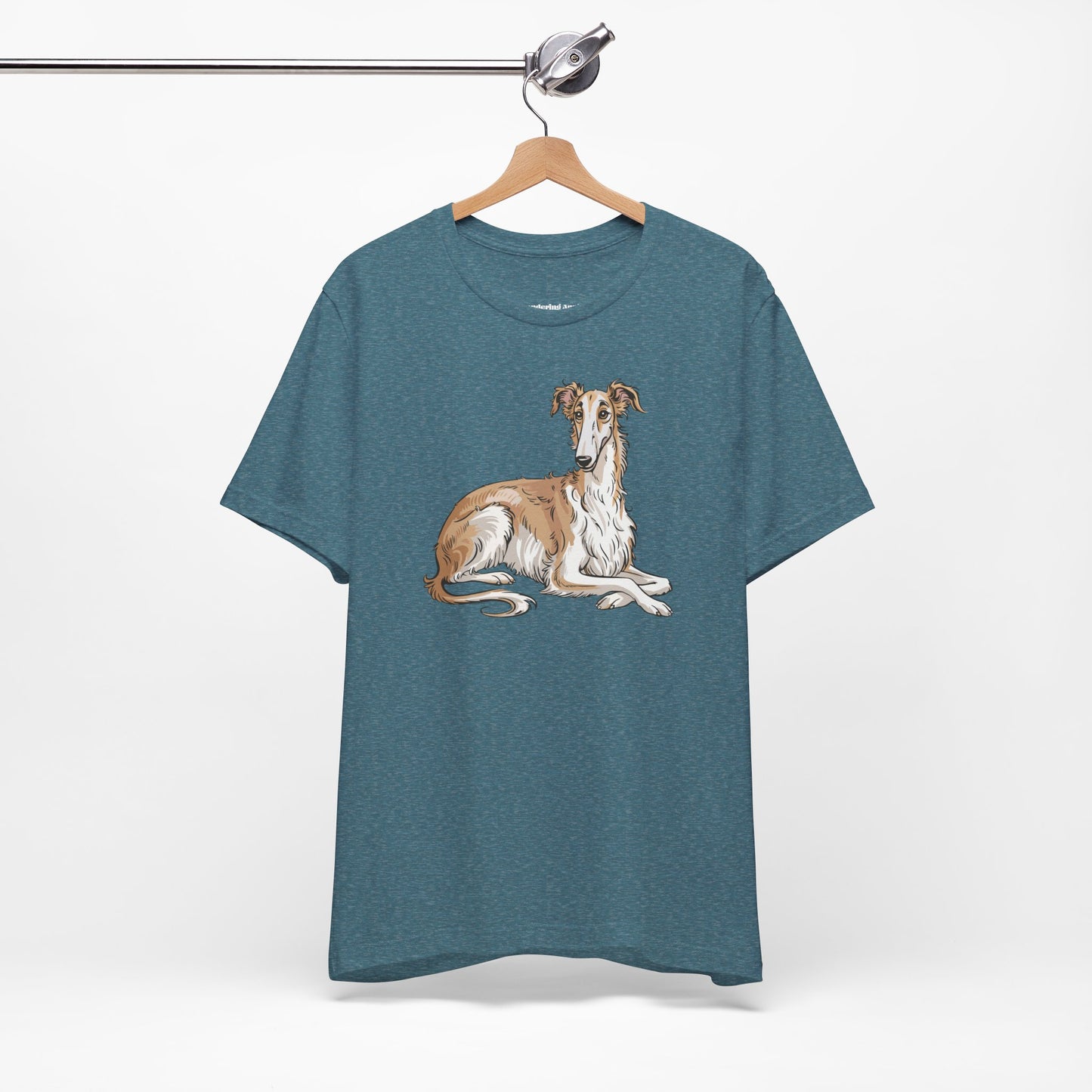 Borzoi Dog Tee | Russuan Hunting Sighthound Dogs Illustration T-Shirt, Cotton Pet Owner Apparel Unisex Shirts