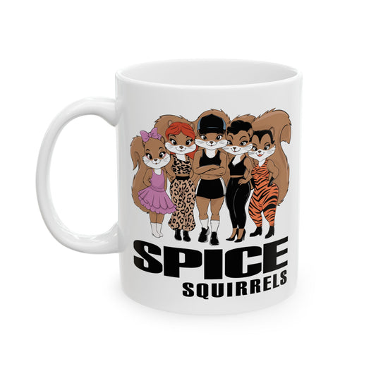 Spice Squirrels 11oz Ceramic Coffee Tea Mug with 90's Pop Music Parody with Squirrels - Gifts Ideas, 11 Ounce Coffee Cups & Mugs