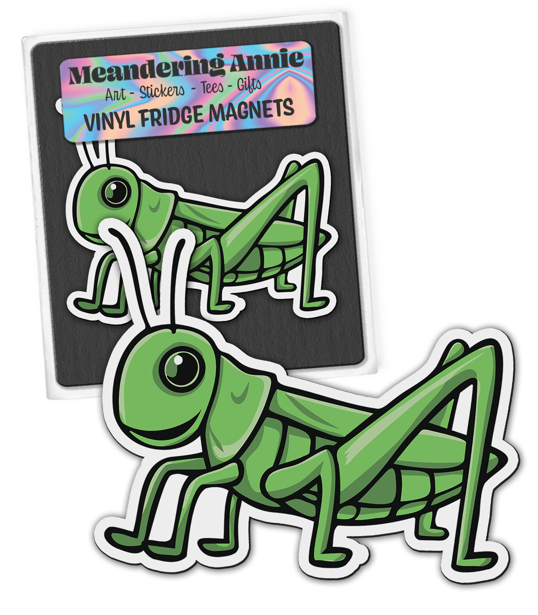 Grasshopper Magnet - 3" Grasshoppers Insect Bugs Vinyl Fridge Magnets Indoor Outdoor Grass Hopper Bug Bundle