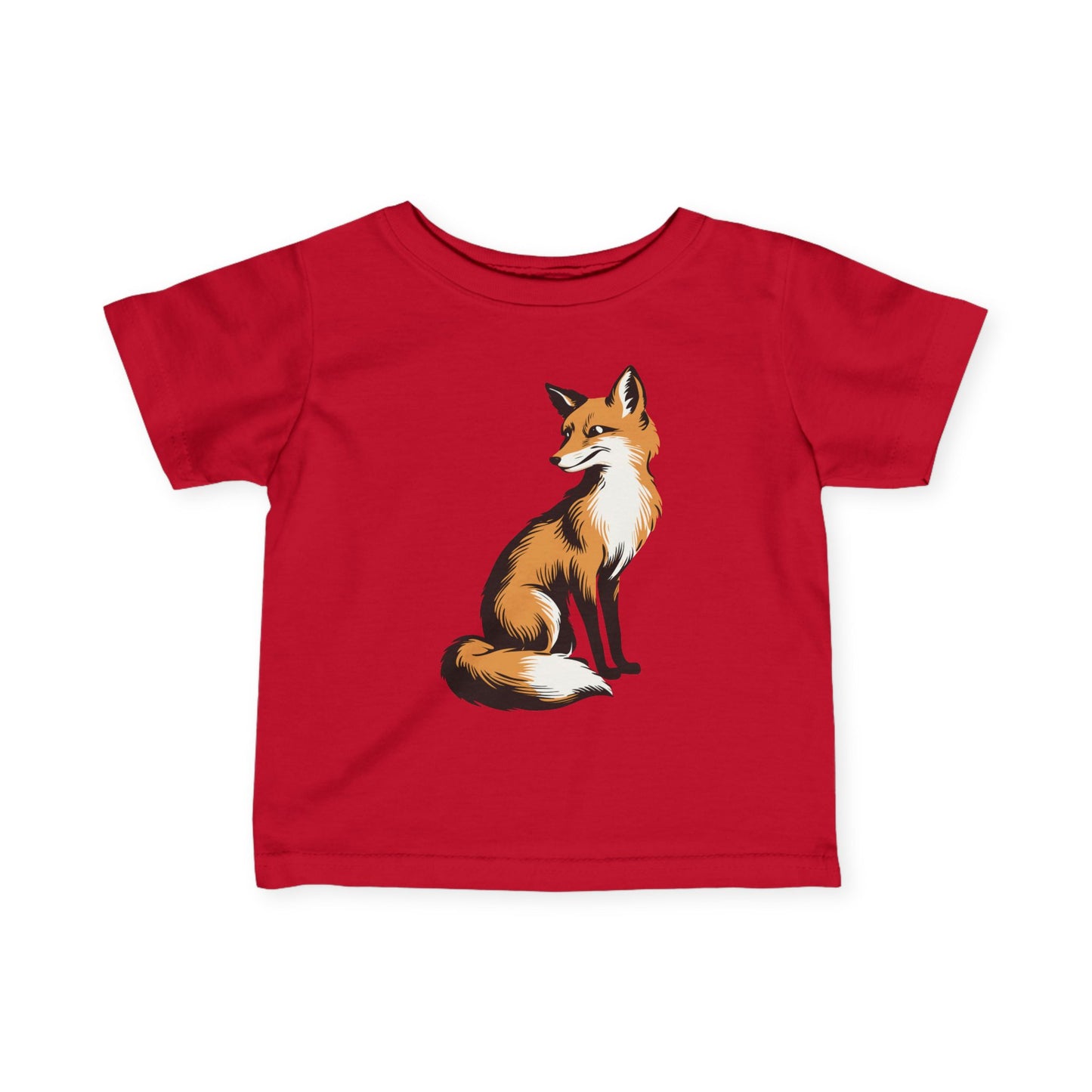 Little Fox Baby T-shirt Infant Fine Jersey Cotton Tee with Cute Fox Animal Print