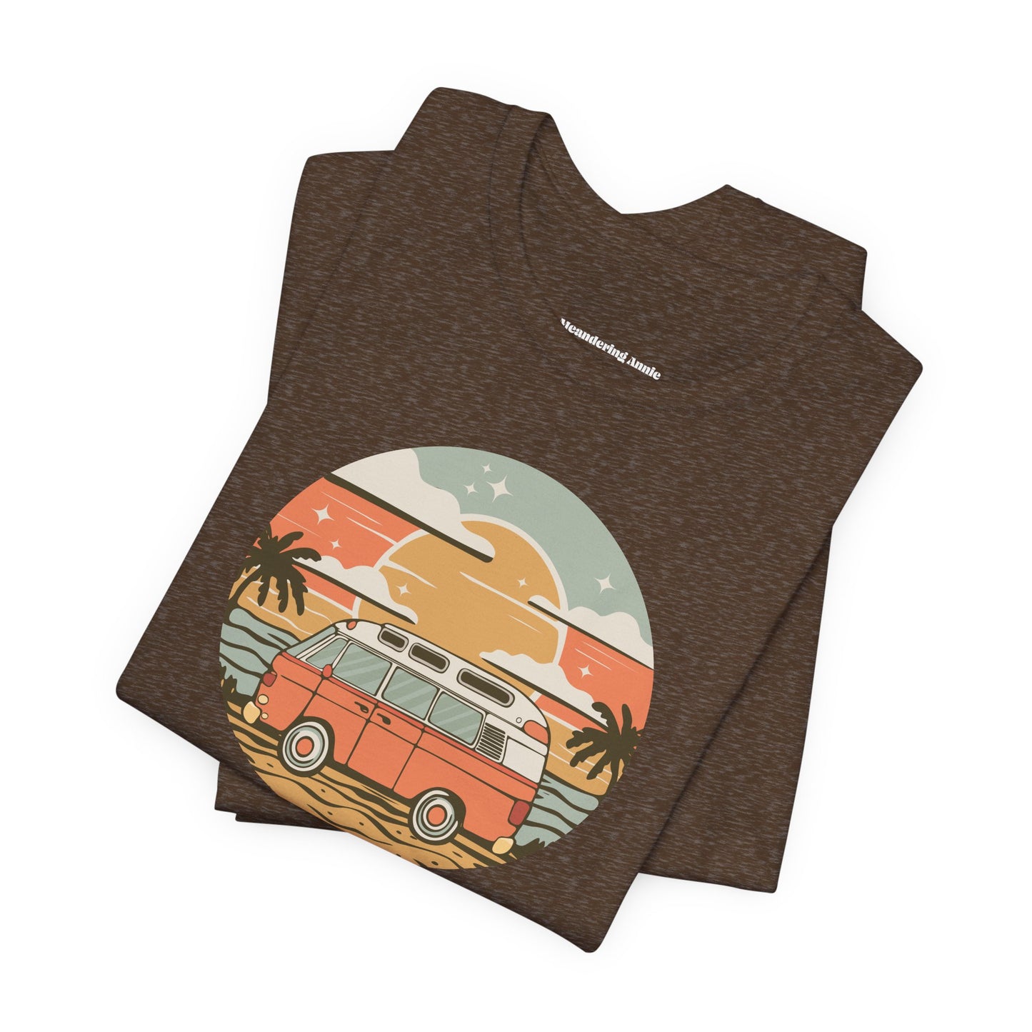 Vintage Surf Van T-Shirt | Retro Beach Sunset, Palm Trees, Camping Vanlife Tee California Travel