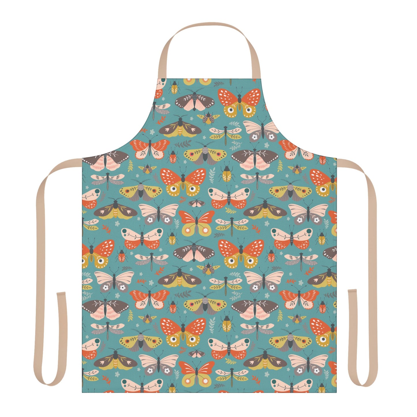 Flutter Frolic Moth, Butterfly, Dragonfly Insect Design Kitchen Apron with Cute Bugs and Critter Pattern