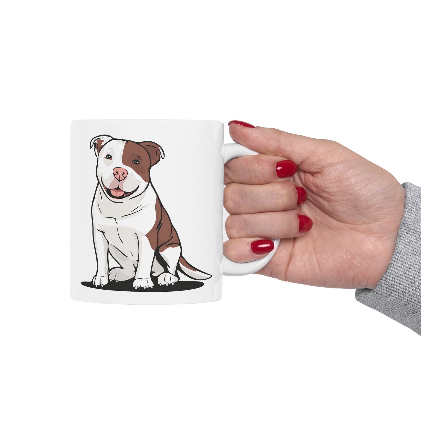 Ollie Dog Ceramic Mug 11oz with Cute Pit Bull Dog Pet Design