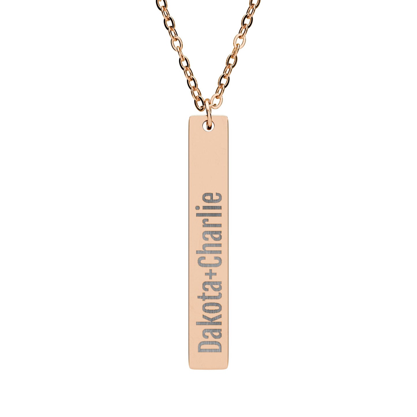 Personalized Vertical Bar Necklace, Custom Engraved Name Jewelry, Unique Gifts, Customizable Text Keepsake Necklaces