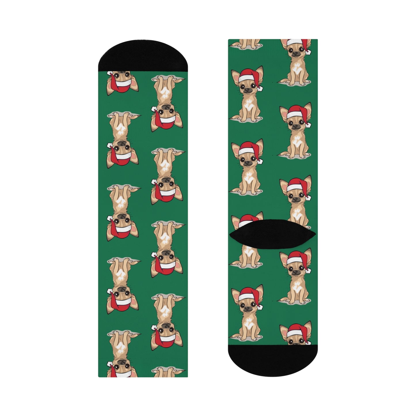 Christmas Santa Chihuahua Dog Crew Socks, Festive Chihuahua Dogs Novelty Socks, Pet Owner Holiday Gifts, Cozy Winter Footwear