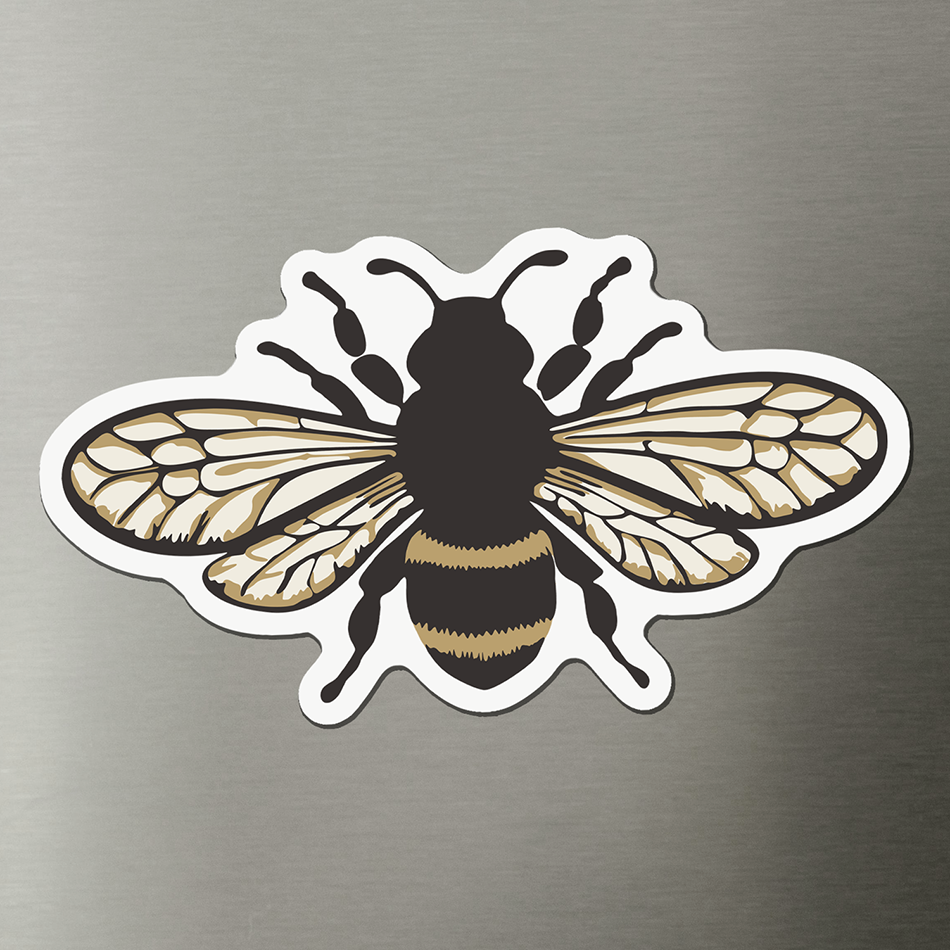 Bee Magnet - 3" Honey Bees Insect Bugs Vinyl Fridge Magnets Indoor Outdoor Bumblebee Bug