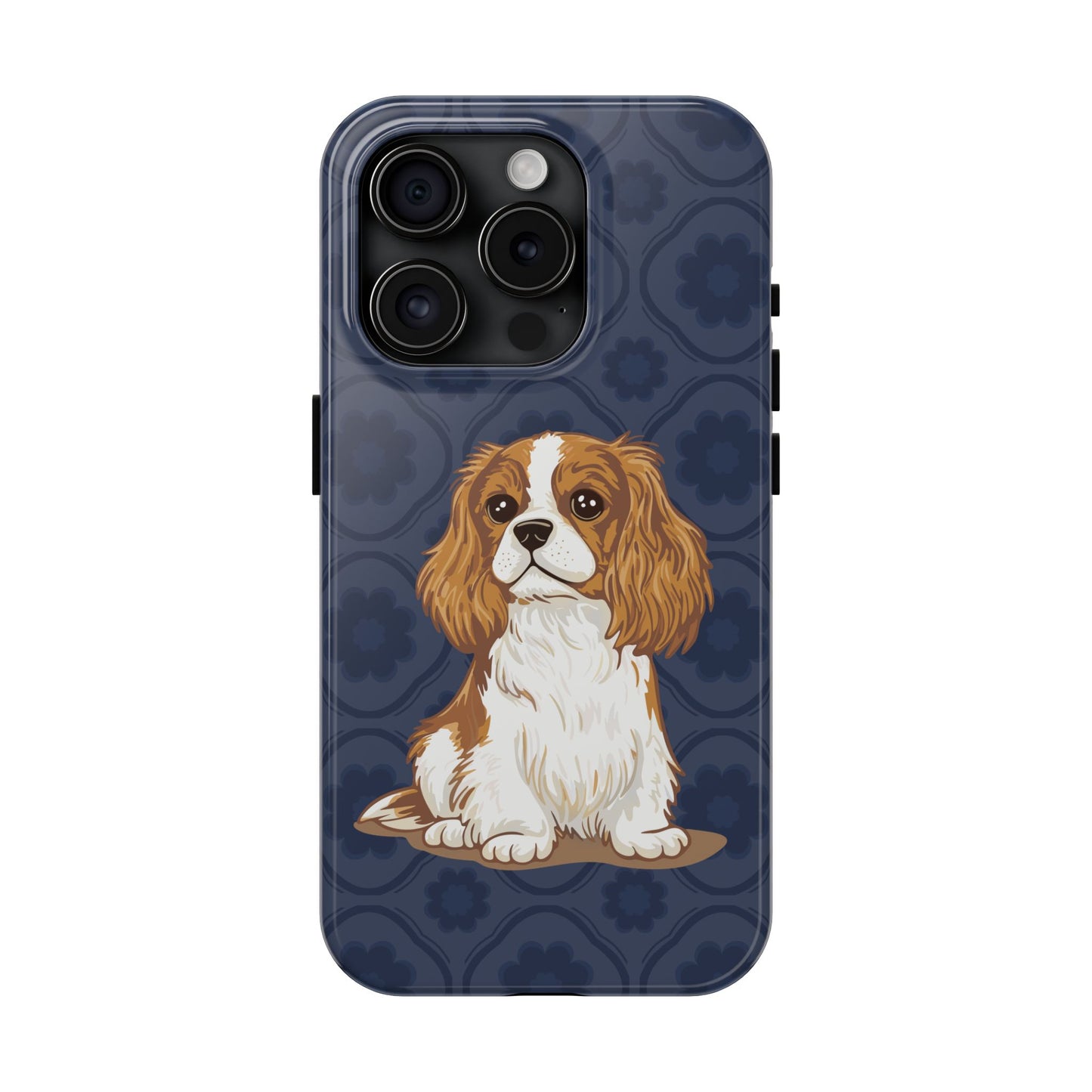 Cavalier King Charles Spaniel Dog Phone Case, Tough Phone Cases Pet Dogs Blue Pattern