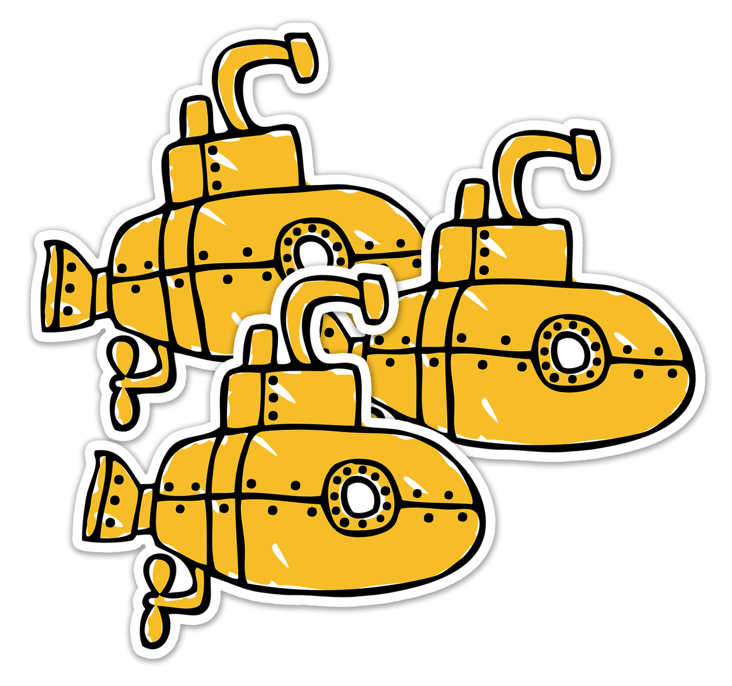 Yellow Submarine Sticker - 3" Nautical Underwater Sub Vinyl Decal Stickers, Waterproof Decals