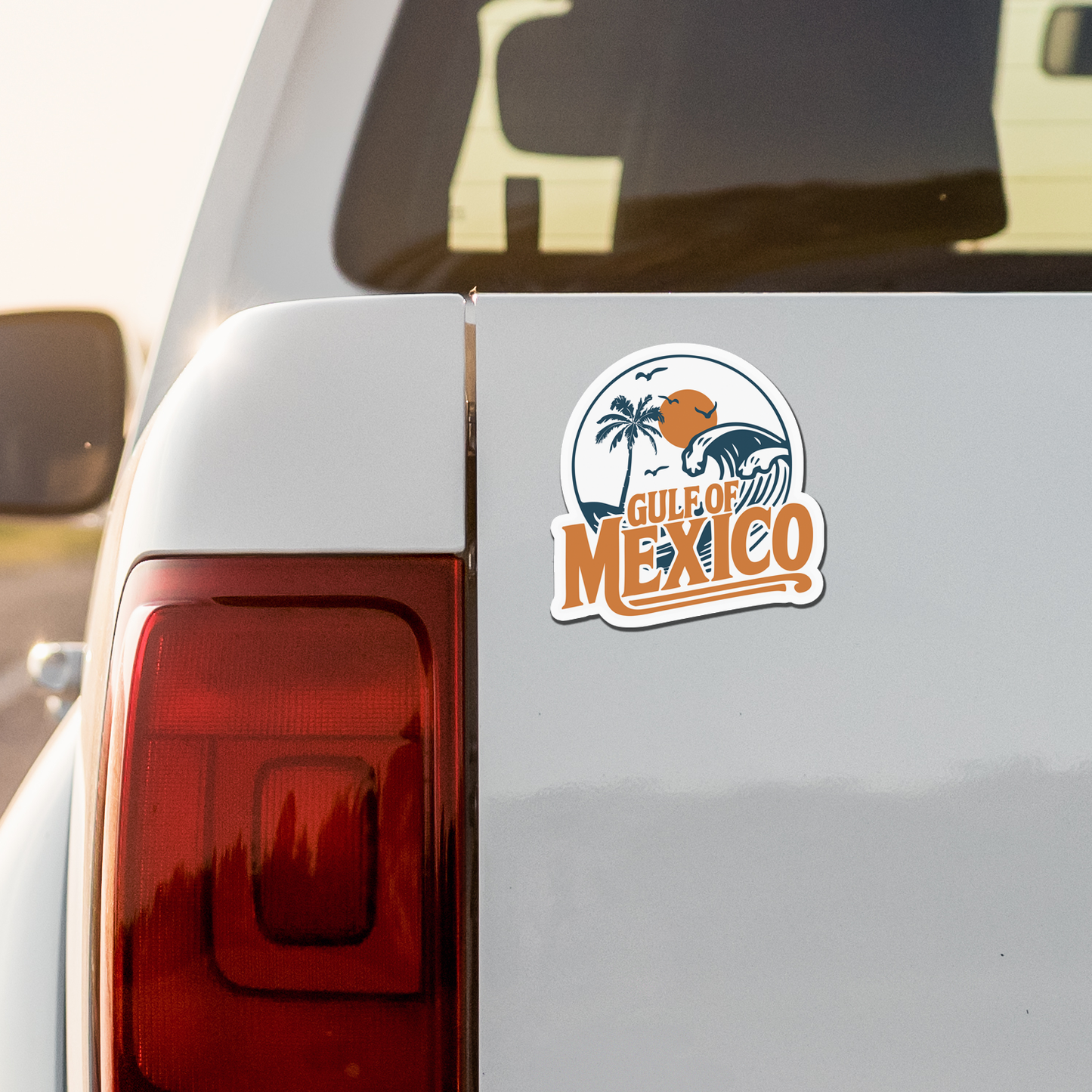 Gulf Of Mexico Magnet - 3" Retro Travel Vinyl Fridge Magnets, Tropical Ocean Vacation Nostalgia