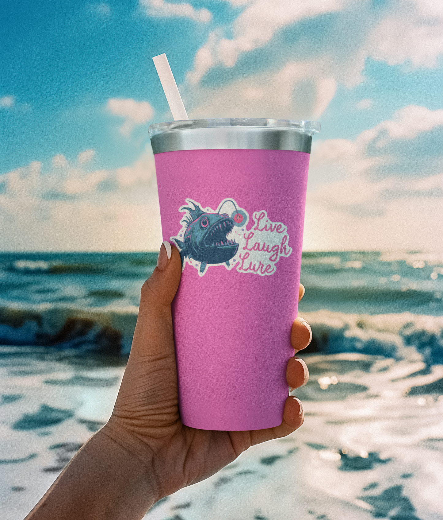 3.5" Anglerfish Live Laugh Lure Sticker - Deep Sea Angler Fish Decal Stickers