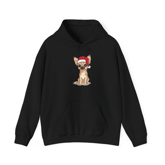 Christmas Chihuahua Dog Pullover Hoodie, Festive Holiday Xmas Santa Puppy Dogs Hooded Sweatshirt, Chihuahuas Winter Unisex Fleece Hoodies