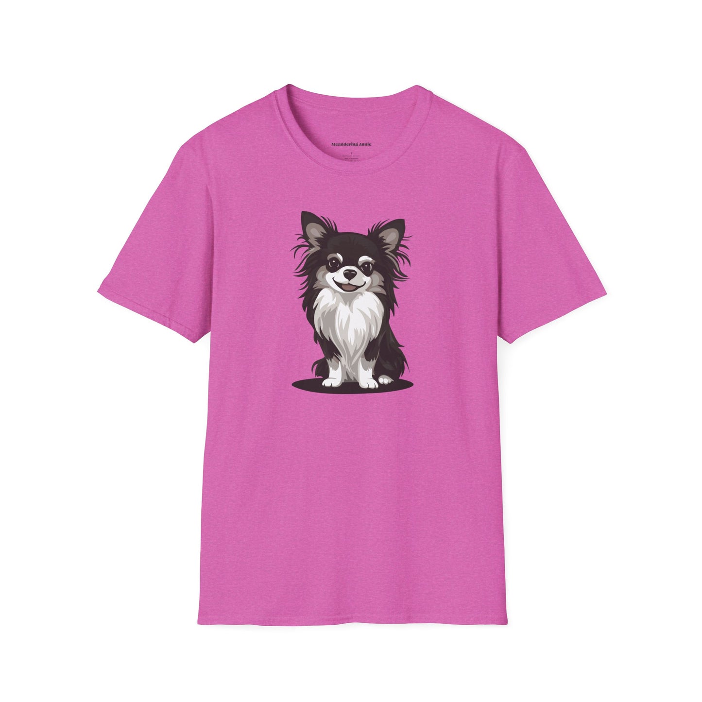 Black Long Haired Chihuahua Dog Soft T-Shirt - Mens Womens Unisex Cotton Long Coat Chihuahuas Dogs Pet Short Sleeve Tee