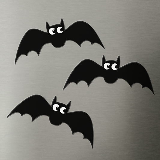 Flying Bats Magnet 3 Pack - 3" Halloween Spooky Black Bat Gothic Vinyl Fridge Magnets Indoor Outdoor Bundle