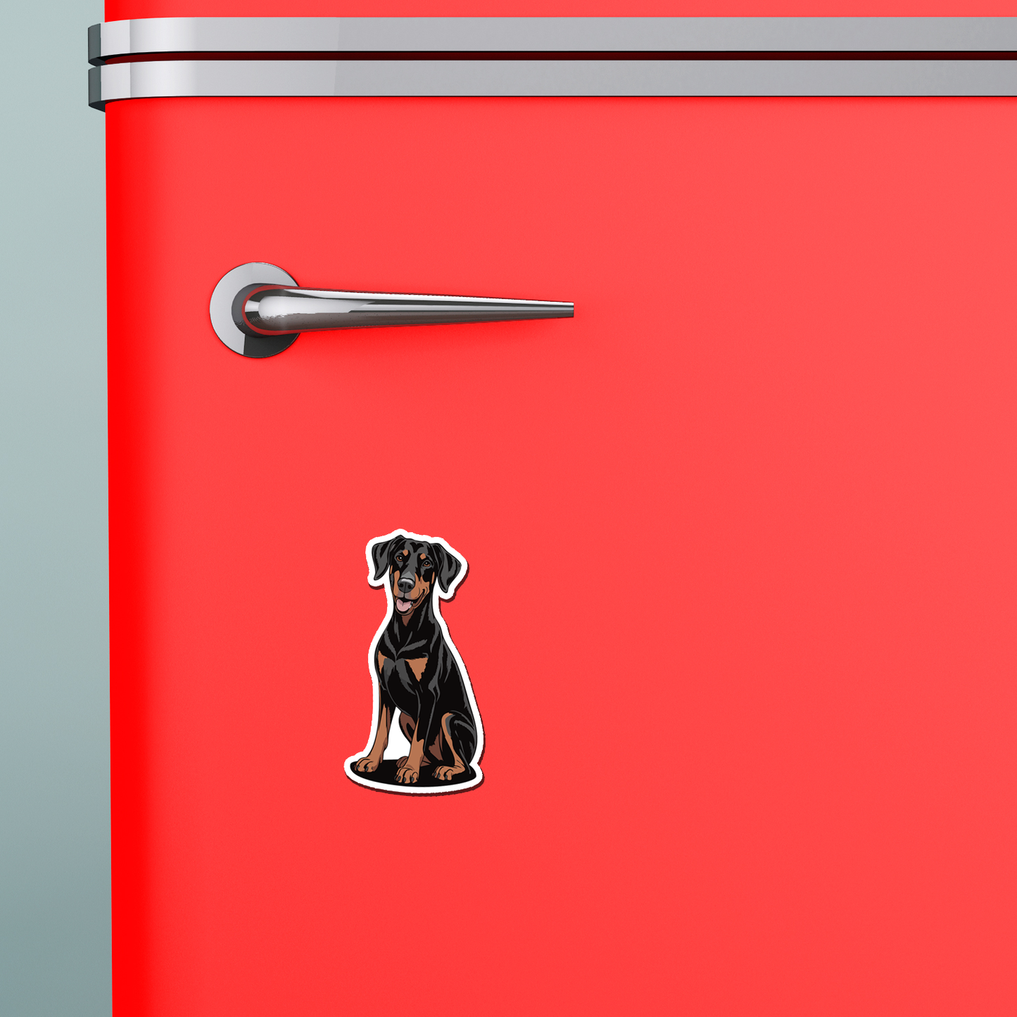 Doberman Pinscher Dog Magnet, 4" Black Brown Floppy Eared Dogs Vinyl Fridge Magnets Indoor Outdoor