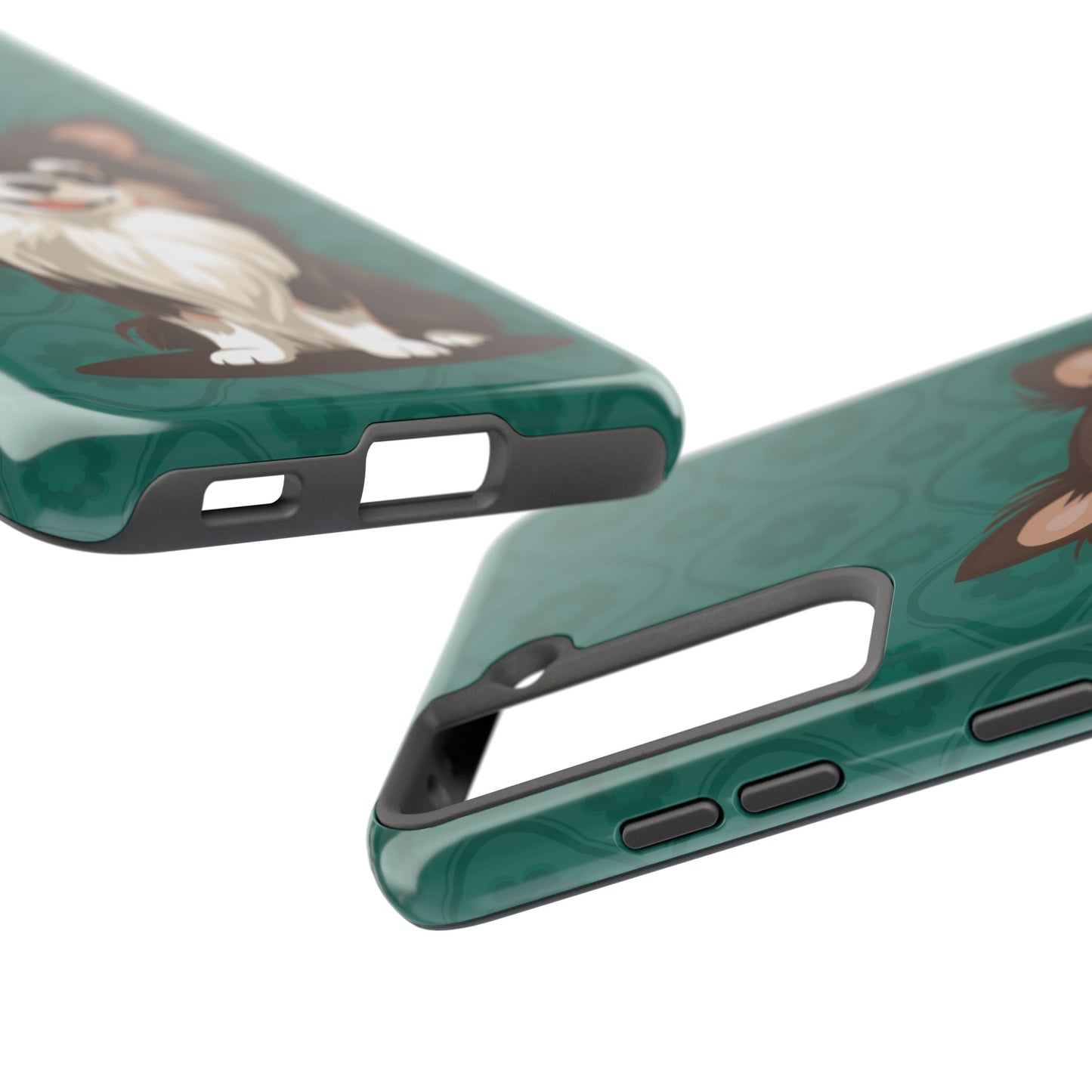 Long Haired Chihuahua Dog Phone Case, Tough Phone Cases Pet Dogs Teal Pattern
