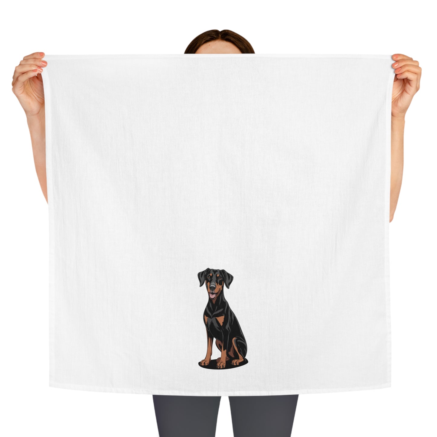 Doberman Pinscher Dog Kitchen Tea Towel, Pet Dobermans Owner Gift, Hand Dish Towels Home Decor