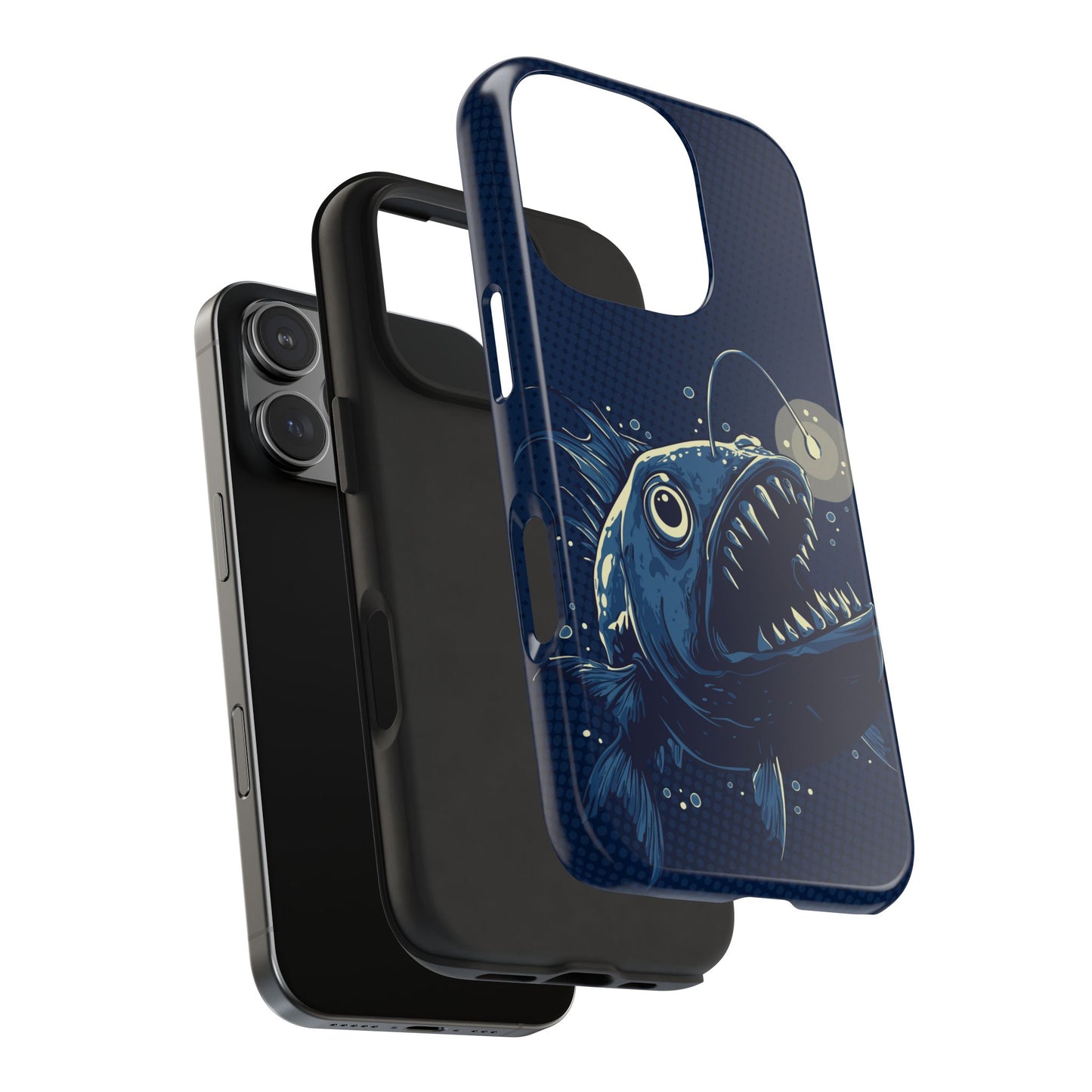 Deep Sea Anglerfish Cell Phone Case, Angler Fish Nautical Dark Ocean Marine Life Tough Phone Cases