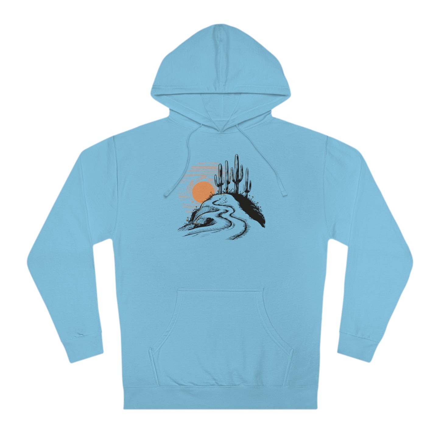 Arizona Desert Cactus Landscape Hoodie - Mens Womens Unisex Hooded Sweatshirt with Saguaro Cactus Sunset Print