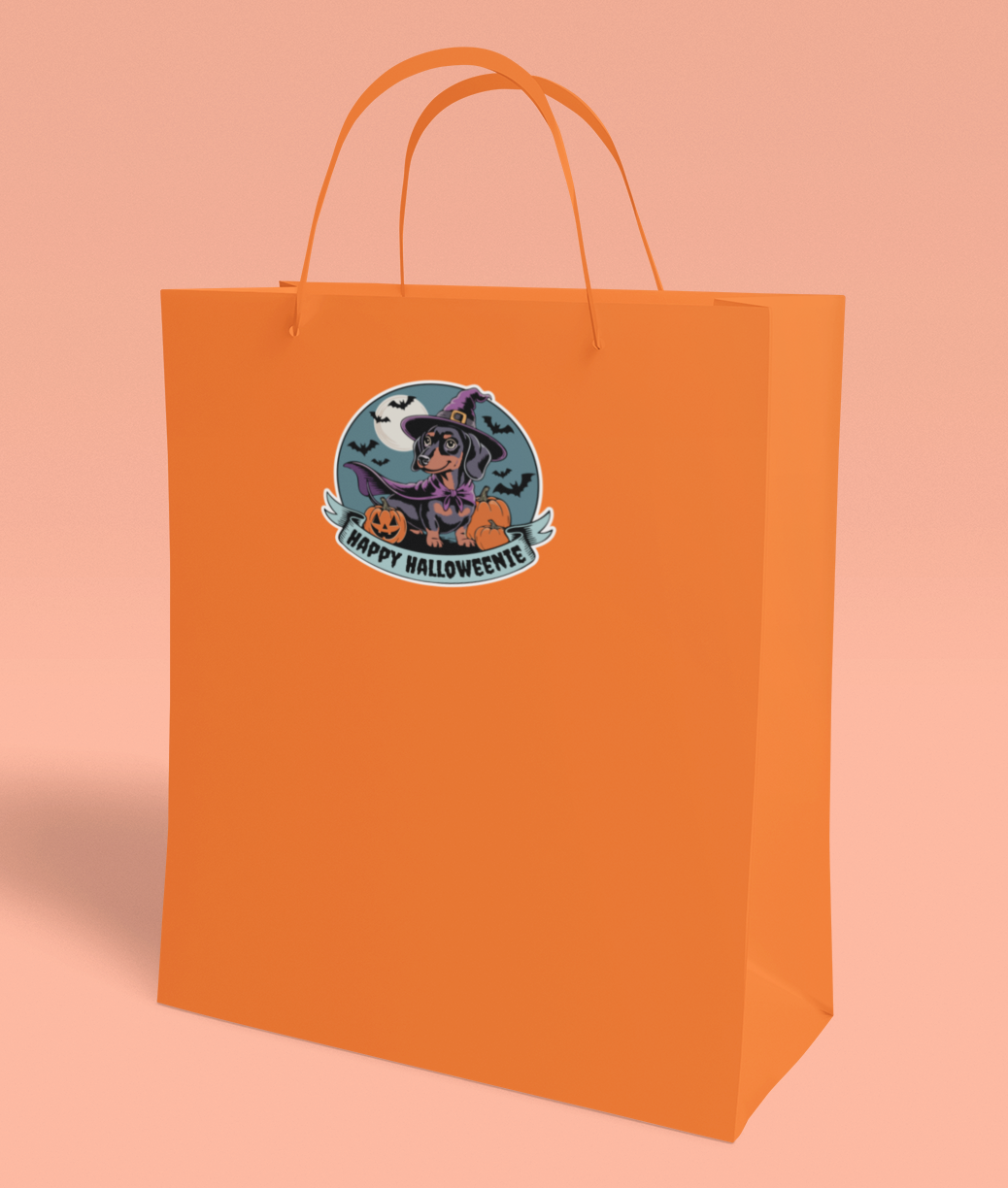 Halloweenie Dachshund Wiener Dog Sticker - 3" Witchy Halloween Dogs Vinyl Decal Stickers Spooky Witch Trick-or-Treat Waterproof Decals