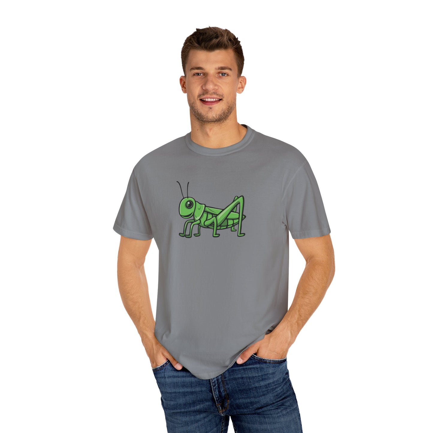 Grasshopper T-shirt Unisex Garment-Dyed Tee with Grass Hopper Bug Insect Print Mens Womens Tshirt