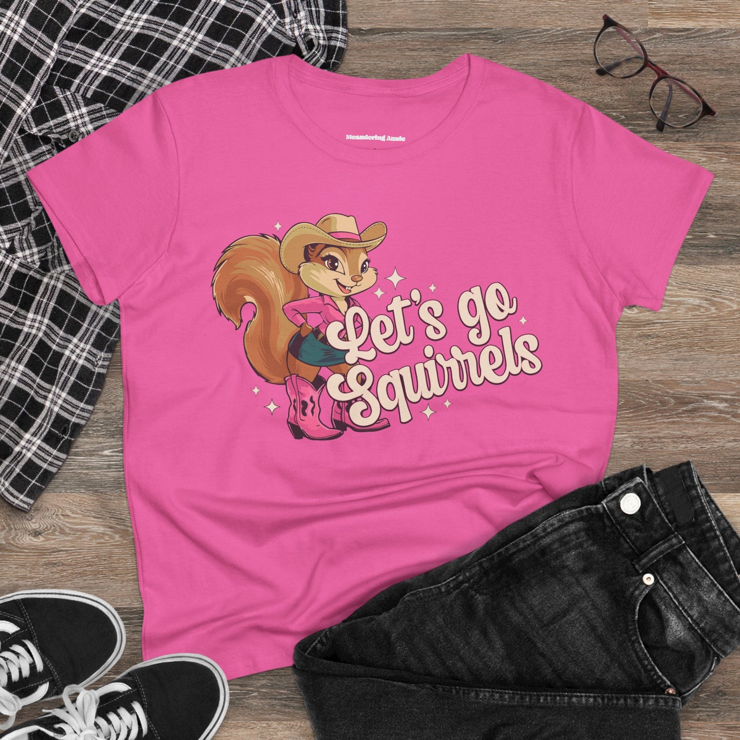 Let's Go Squirrels Ladies T-shirt - Women's Midweight Cotton Tee - Funny Parody Squirrel Print